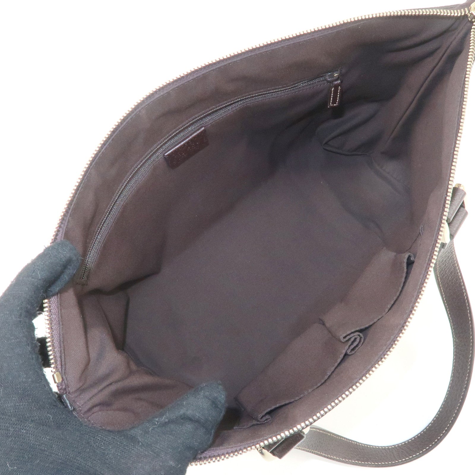 GUCCI Abbey GG Canvas Leather Shoulder Bag Beige Brown 141470 Used