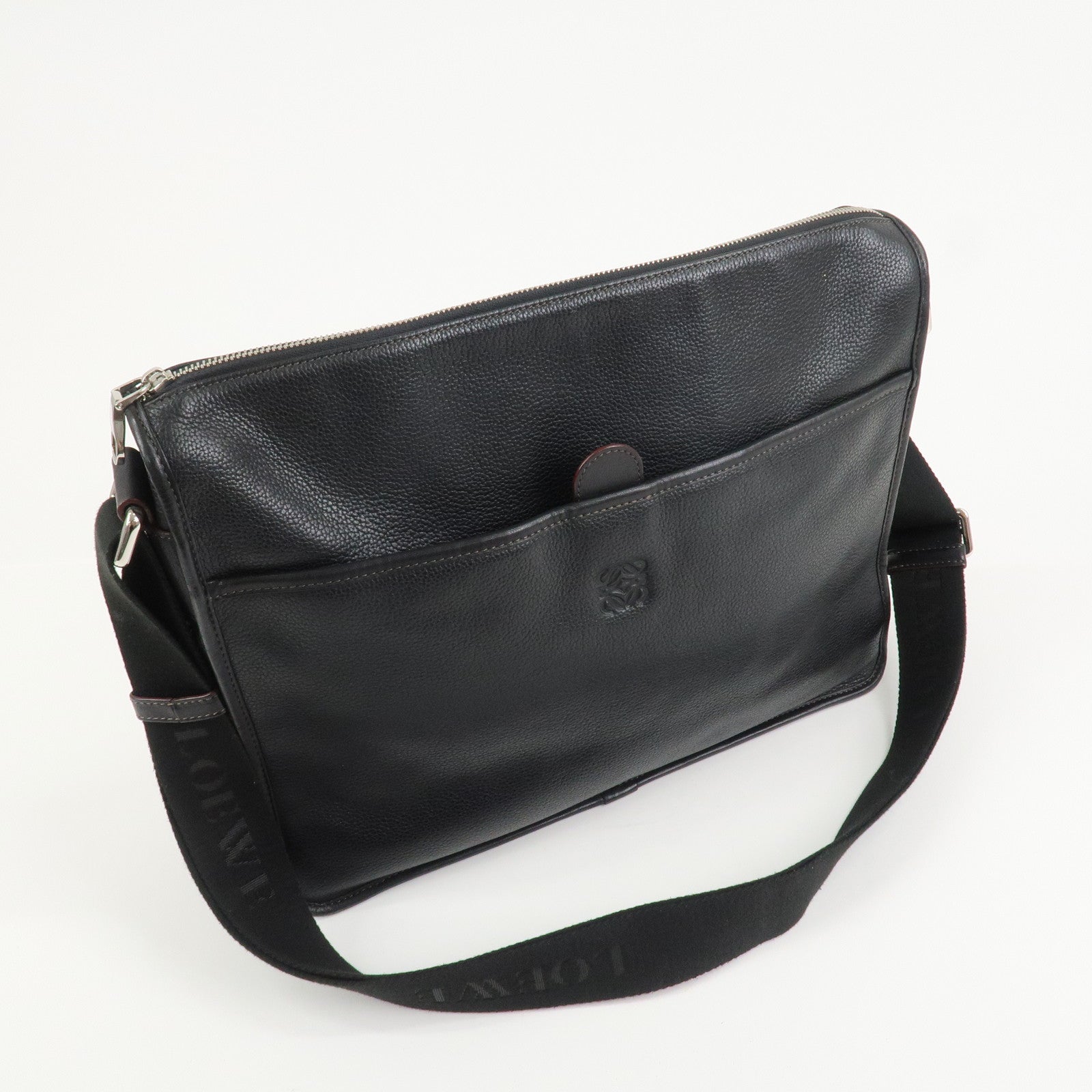 LOEWE Anagram Leather Shoulder Bag Crossbody Bag Black