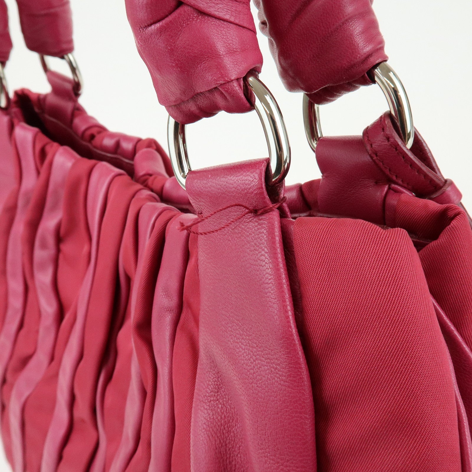 PRADA Nappa Leather Nylon Hand Bag Shoulder Bag Pink BR3994