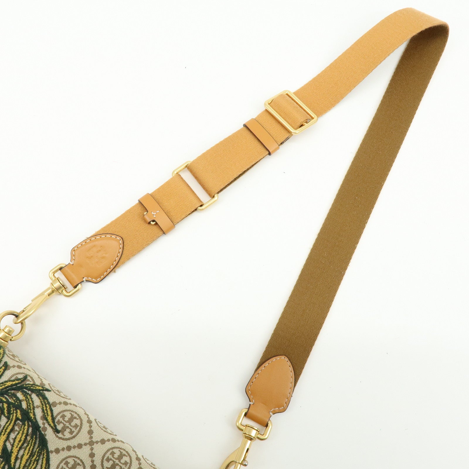 TORY BURCH T Monogram Jacquard Leather Shoulder Bag Leopard Beige