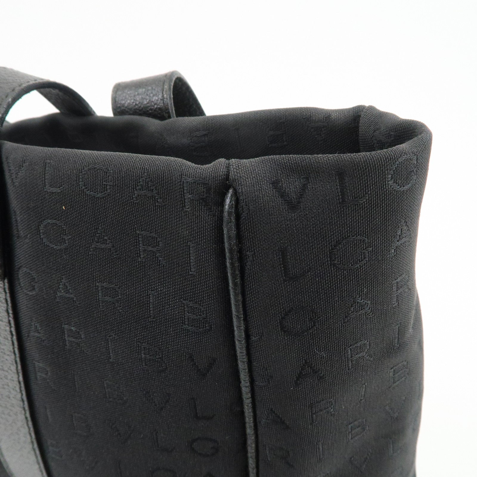 BVLGARI Logomania Canvas Leather Tote Bag Shoulder Bag Black