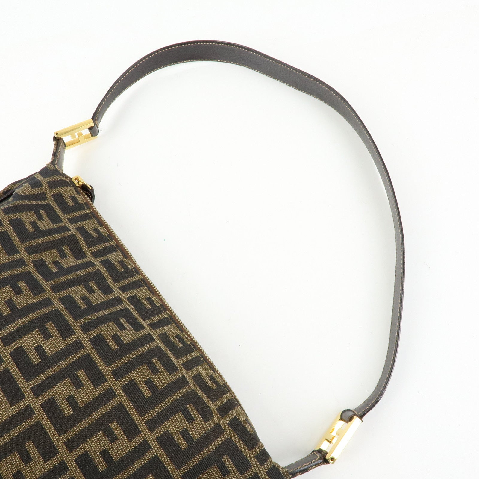 FENDI Zucca Canvas Leather Shoulder Bag Hand Bag Brown 83152390981