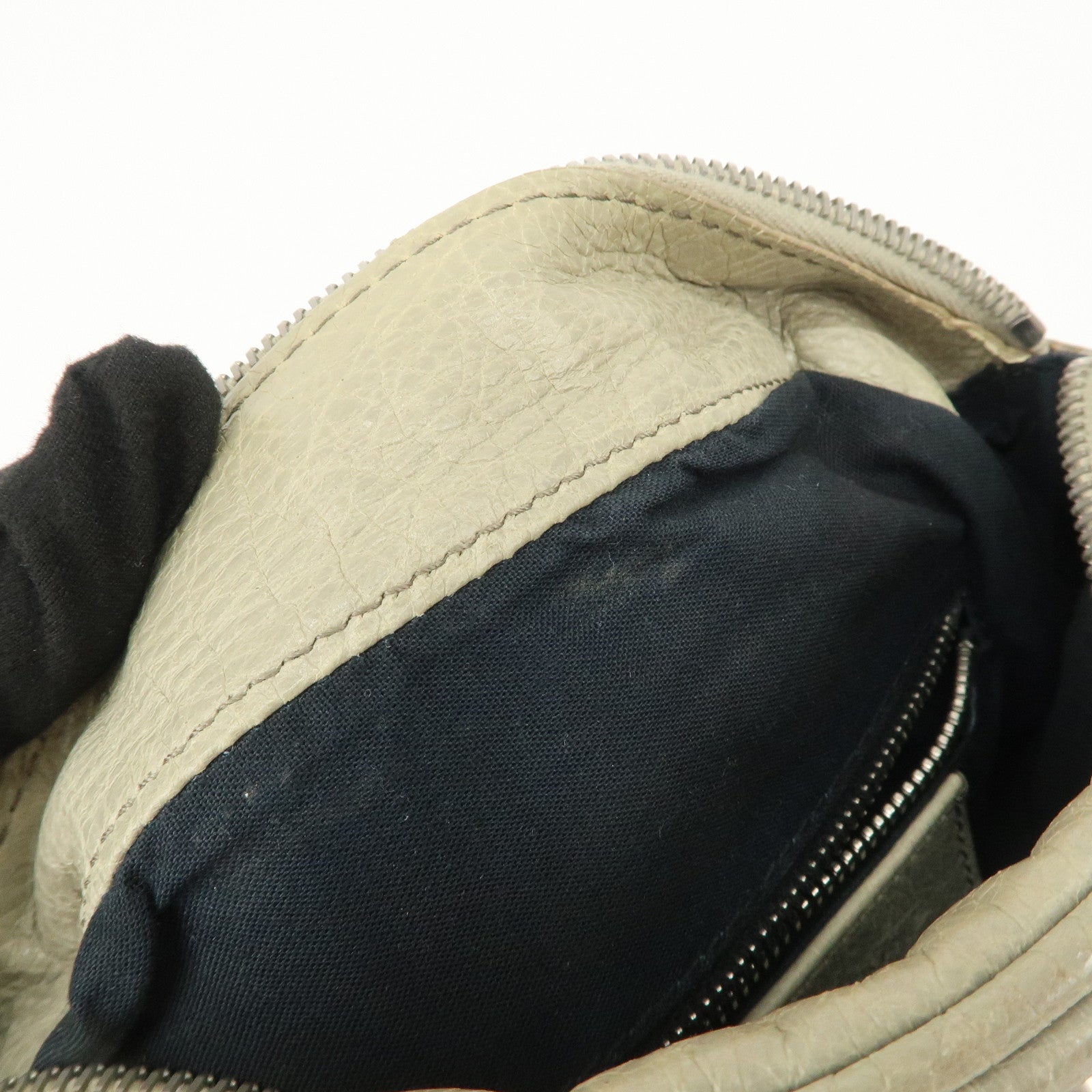 BALENCIAGA Leather Classic Reporter Shoulder Bag Beige 272861