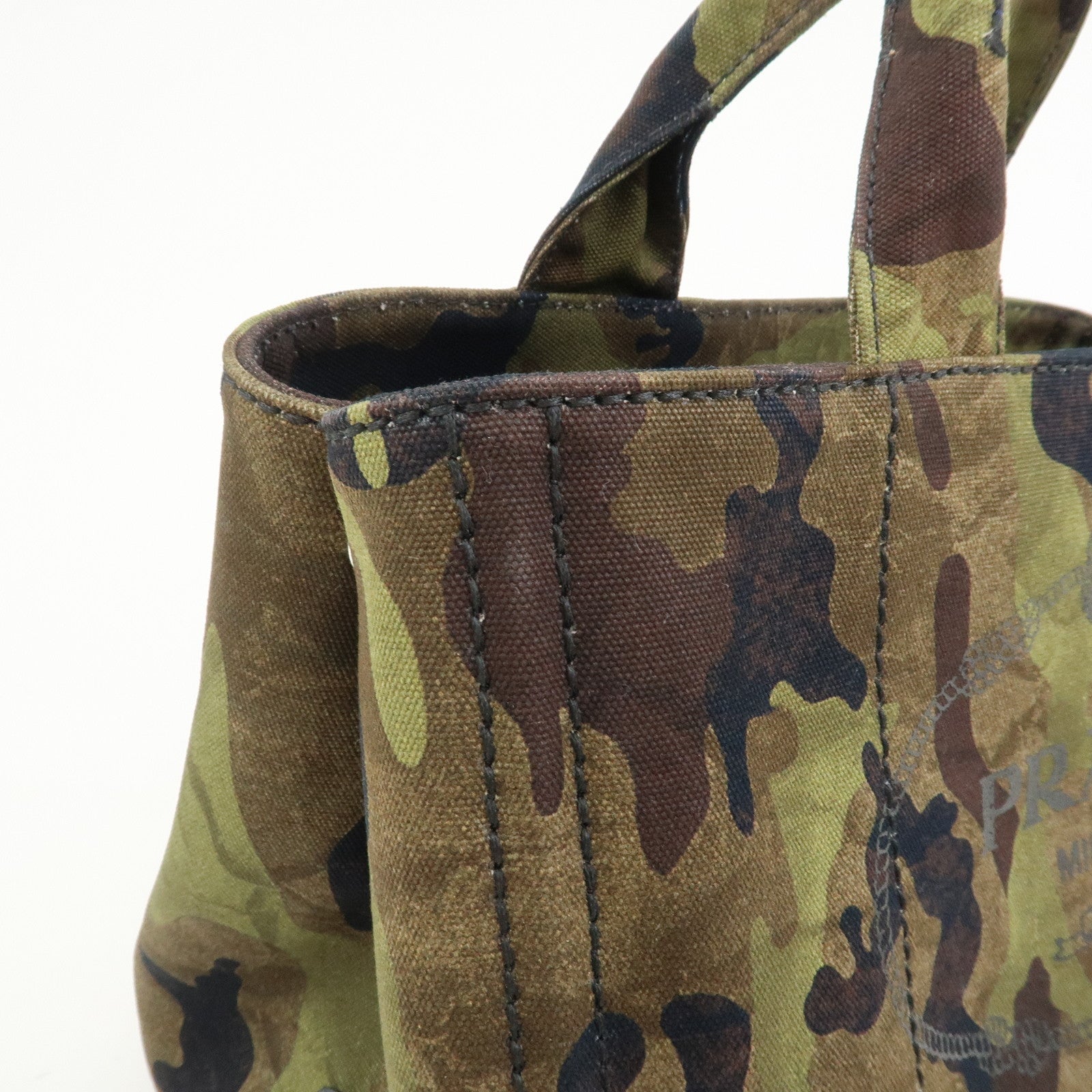 PRADA Canapa Canvas 2Way Hand Bag Shoulder Bag Khaki B2642B