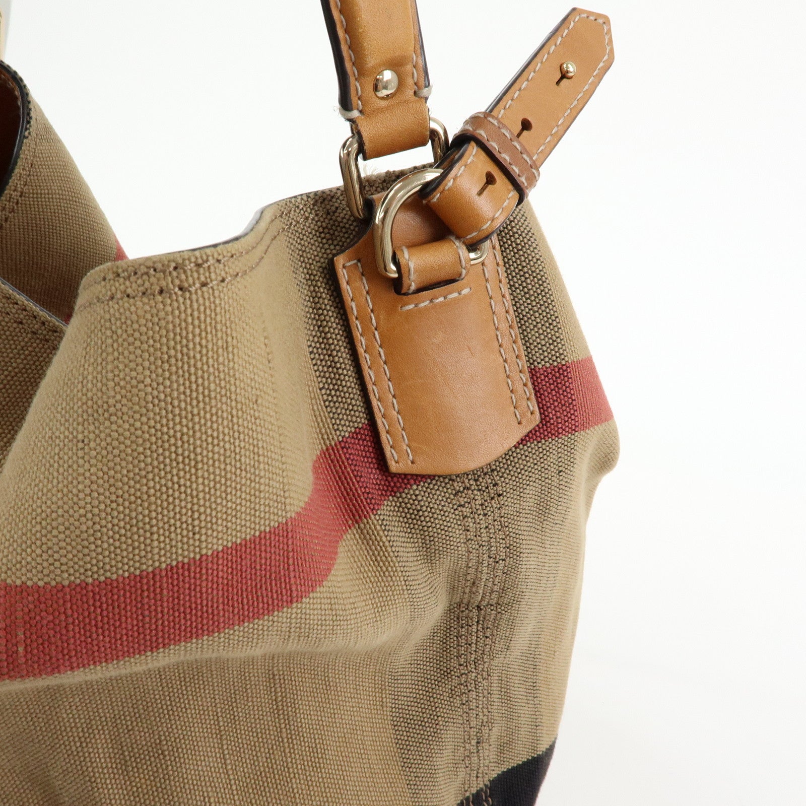 Burberry Nova Plaid Canvas Leather 2Way Shoulder Bag Beige Brown