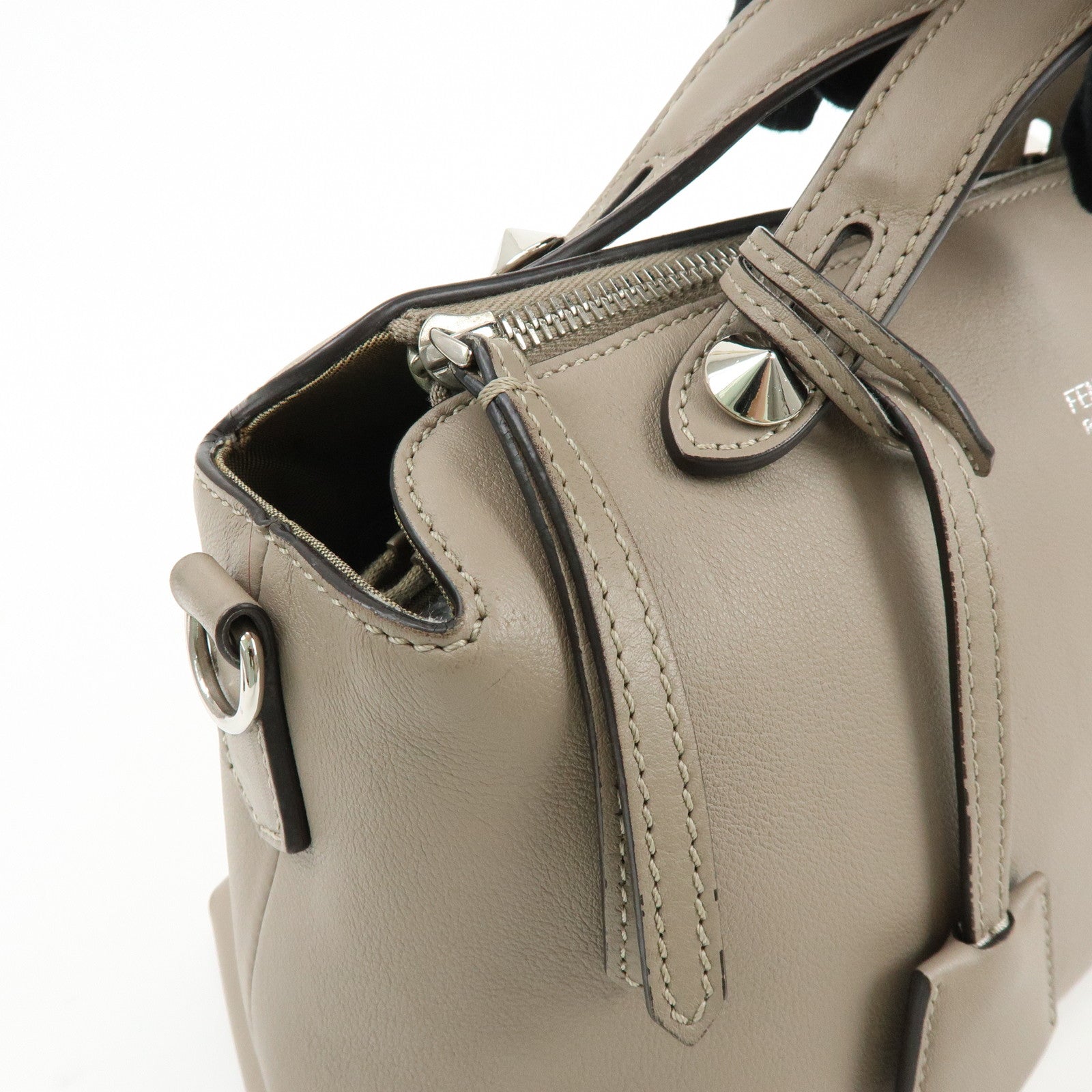 FENDI BY THE WAY Medium Leather 2Way Hand Bag Greige 8BL124