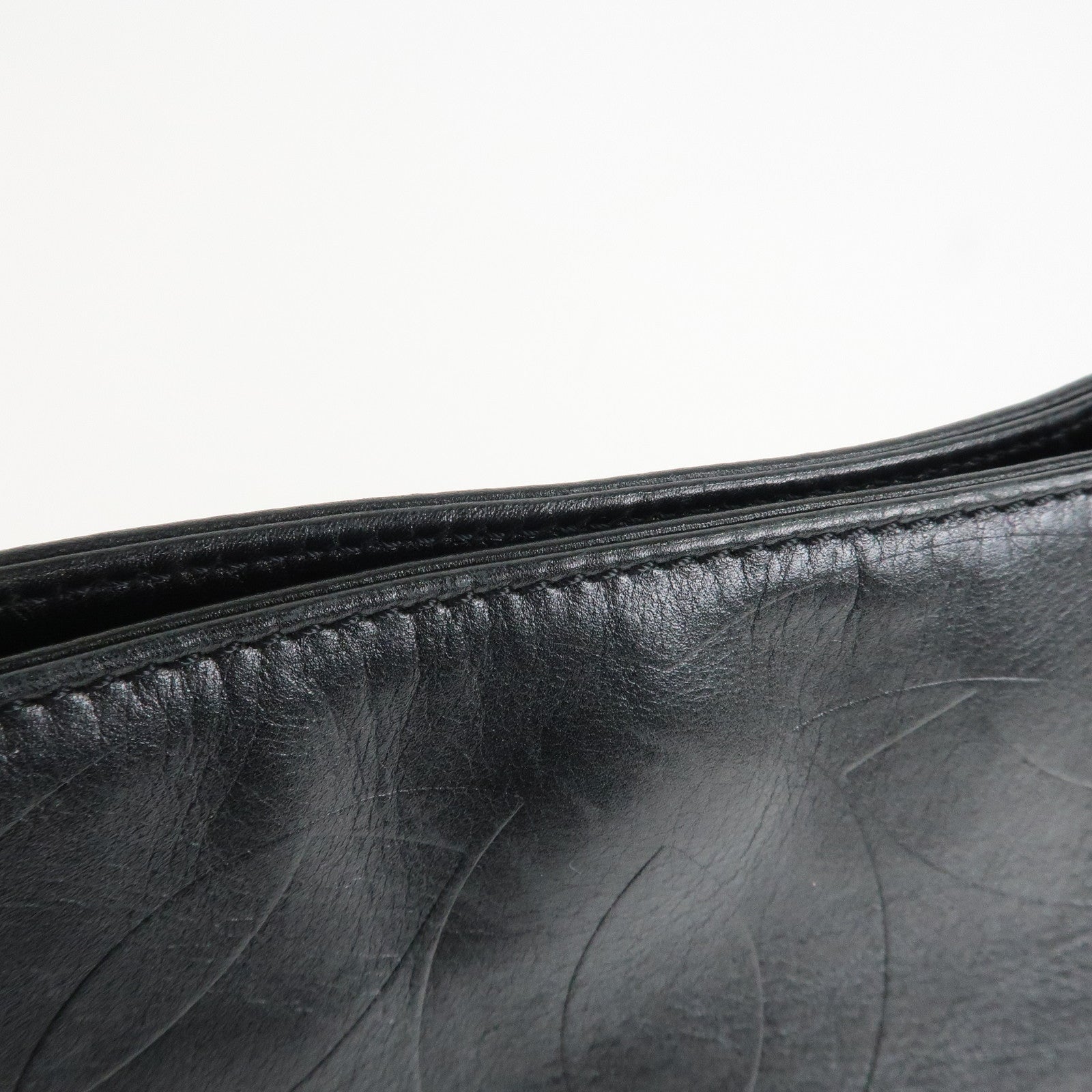 CHANEL COCO Mark Leather Bag Tote Bag Black Used