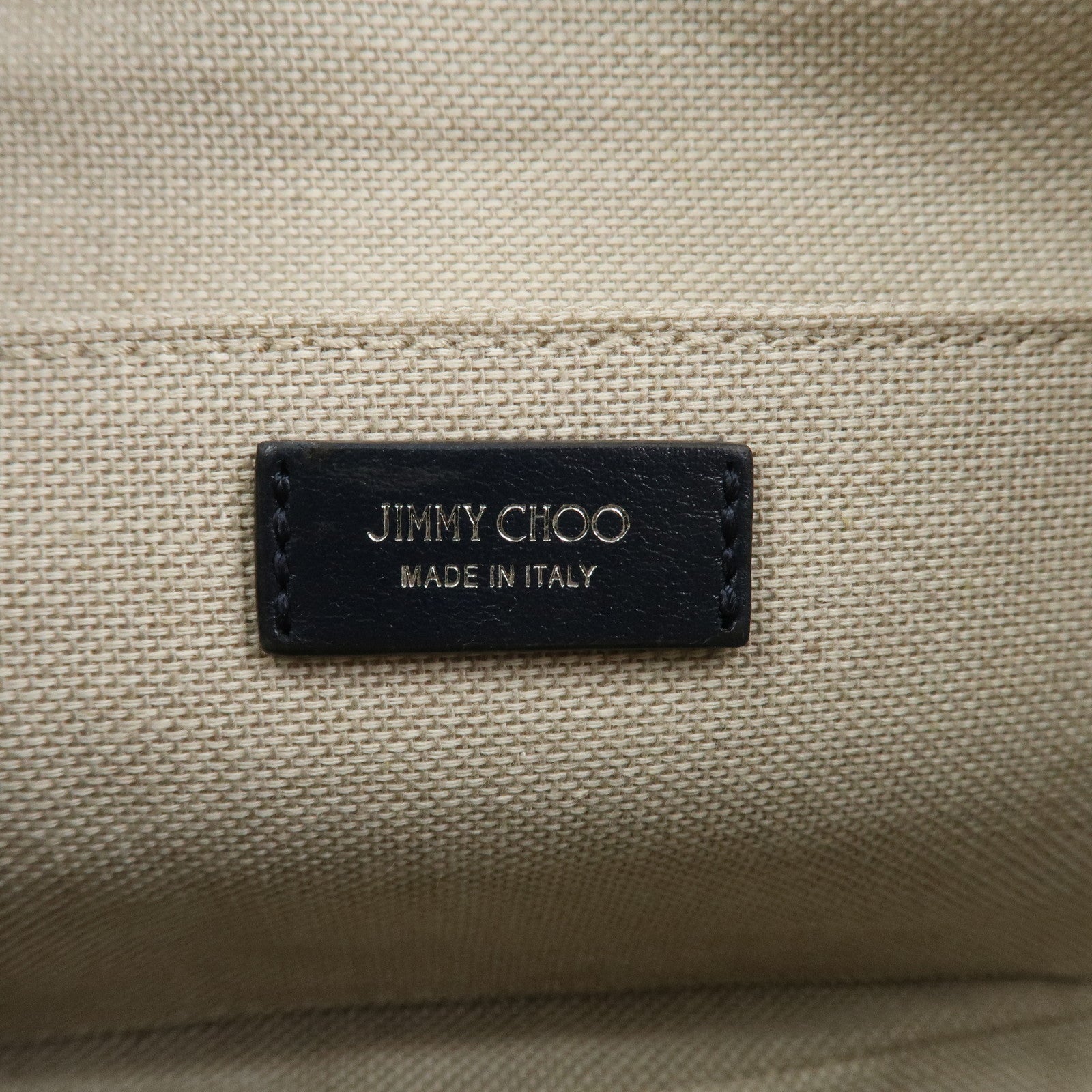 JIMMY CHOO Logo Canvas Leather Shoulder Bag Crossbody Bag Navy