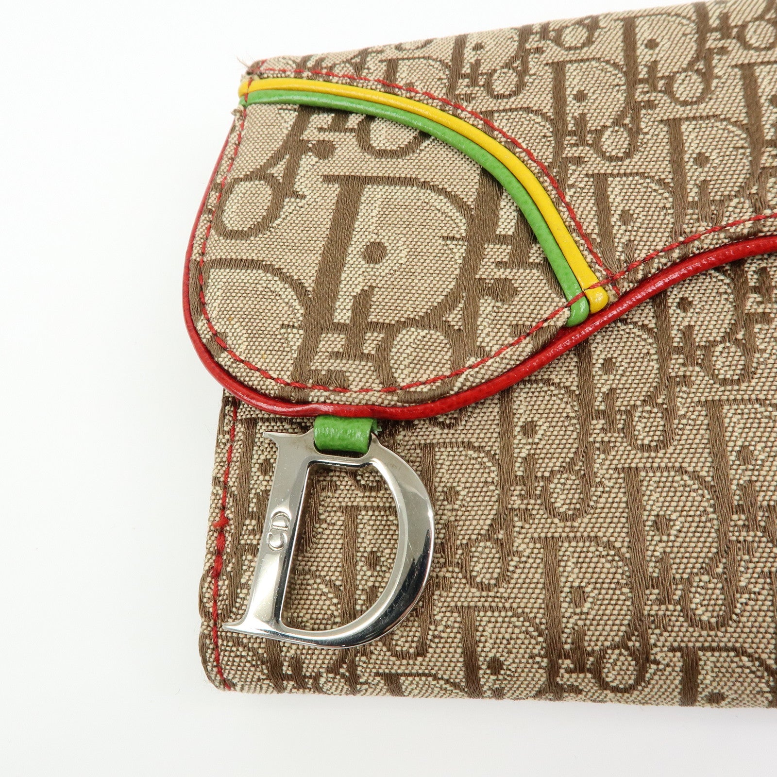Christian Dior Rasta Trotter Saddle Jacquard Canvas Compact Wallet