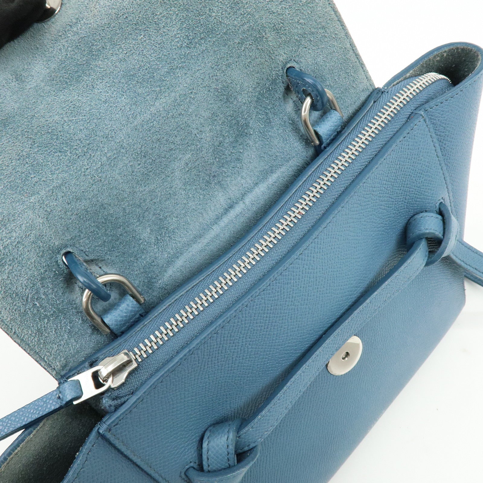 CELINE Belt Bag Leather 2Way Bag Hand Bag Shoulder Bag Blue