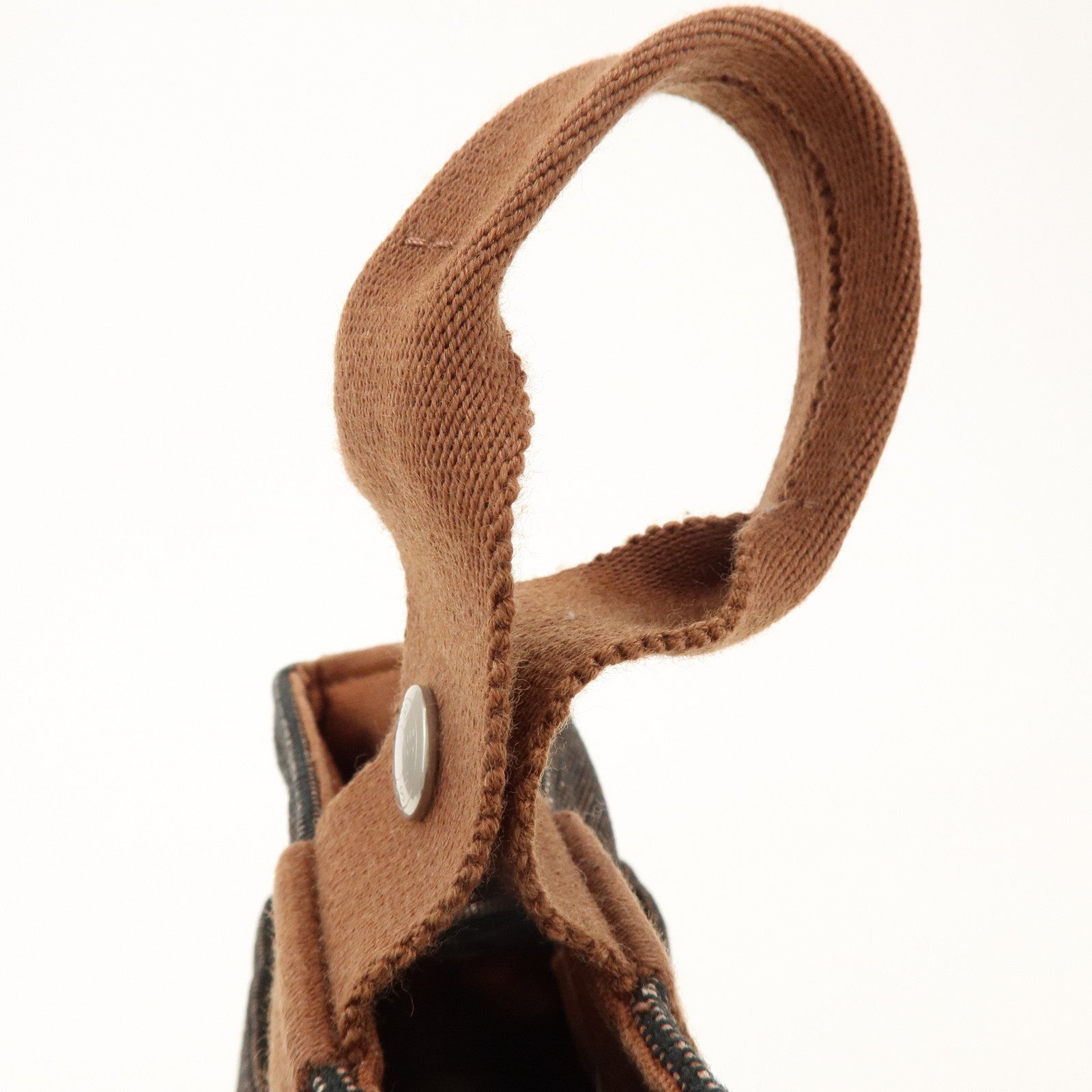 HERMES Saxe PM Canvas Leather Hand Bag Bucket Bag Brown
