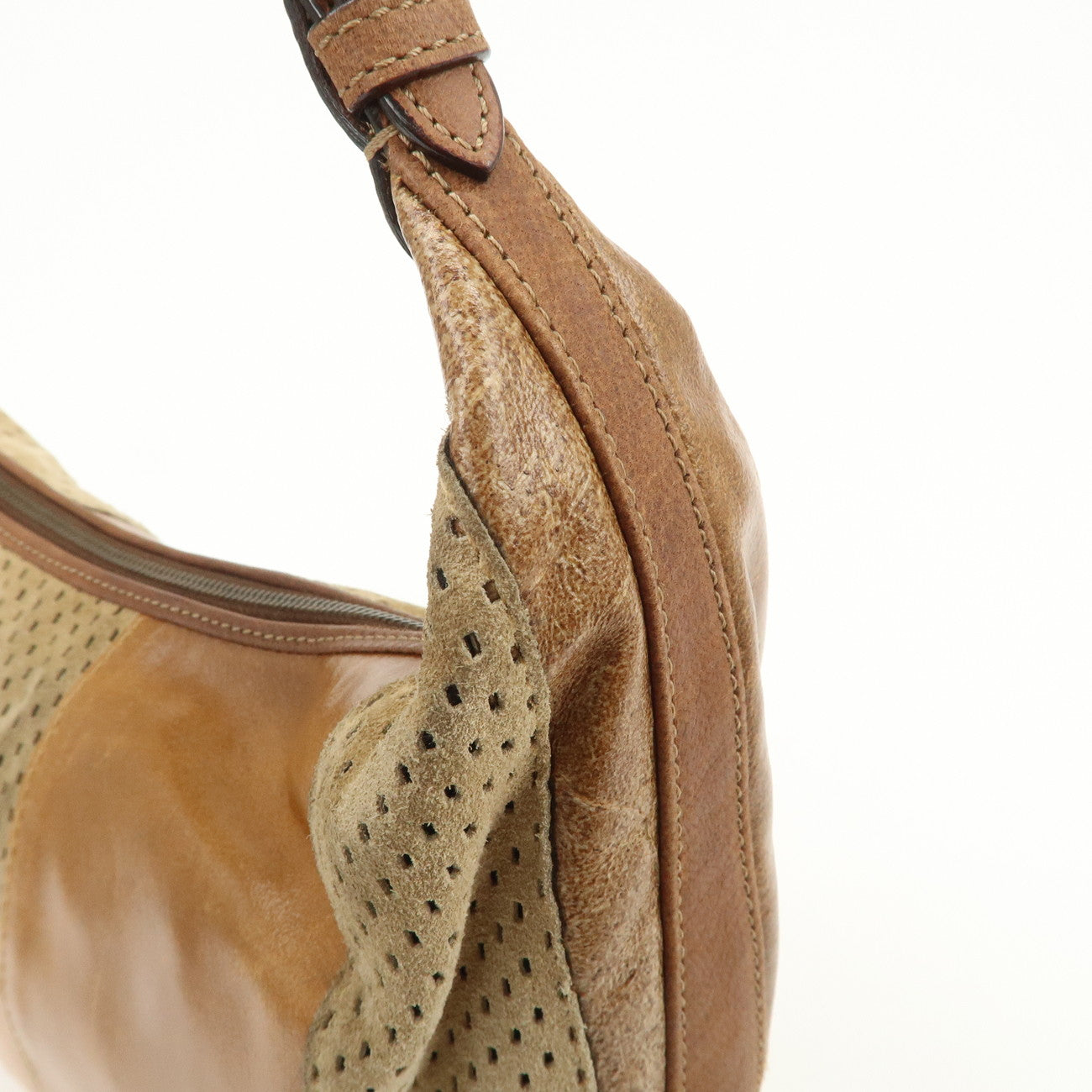 Christian Dior Leather Shoulder Bag Hand Bag Brown Beige