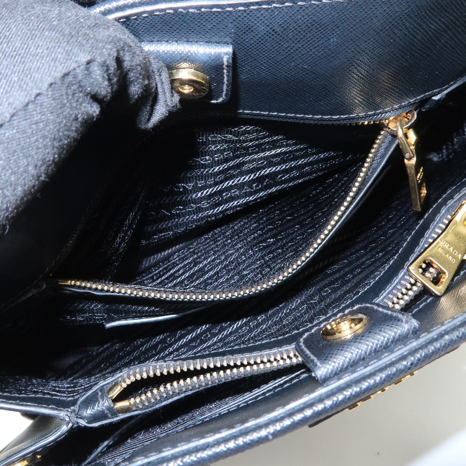 PRADA Saffiano Leather Triangle Logo 2WAY Bag Hand Bag Black BN2567