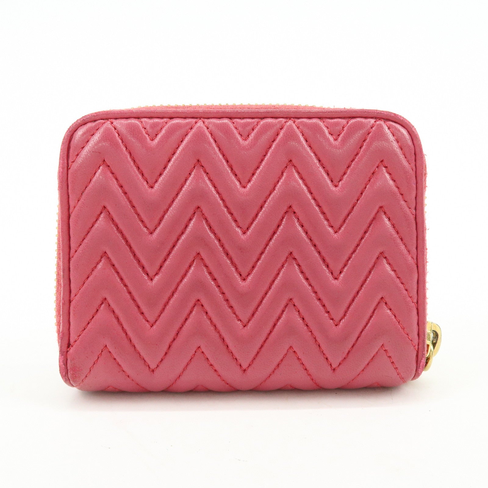 MIU MIU Logo Nappa Leather Coin Case Coin Purse Pink 5MM268