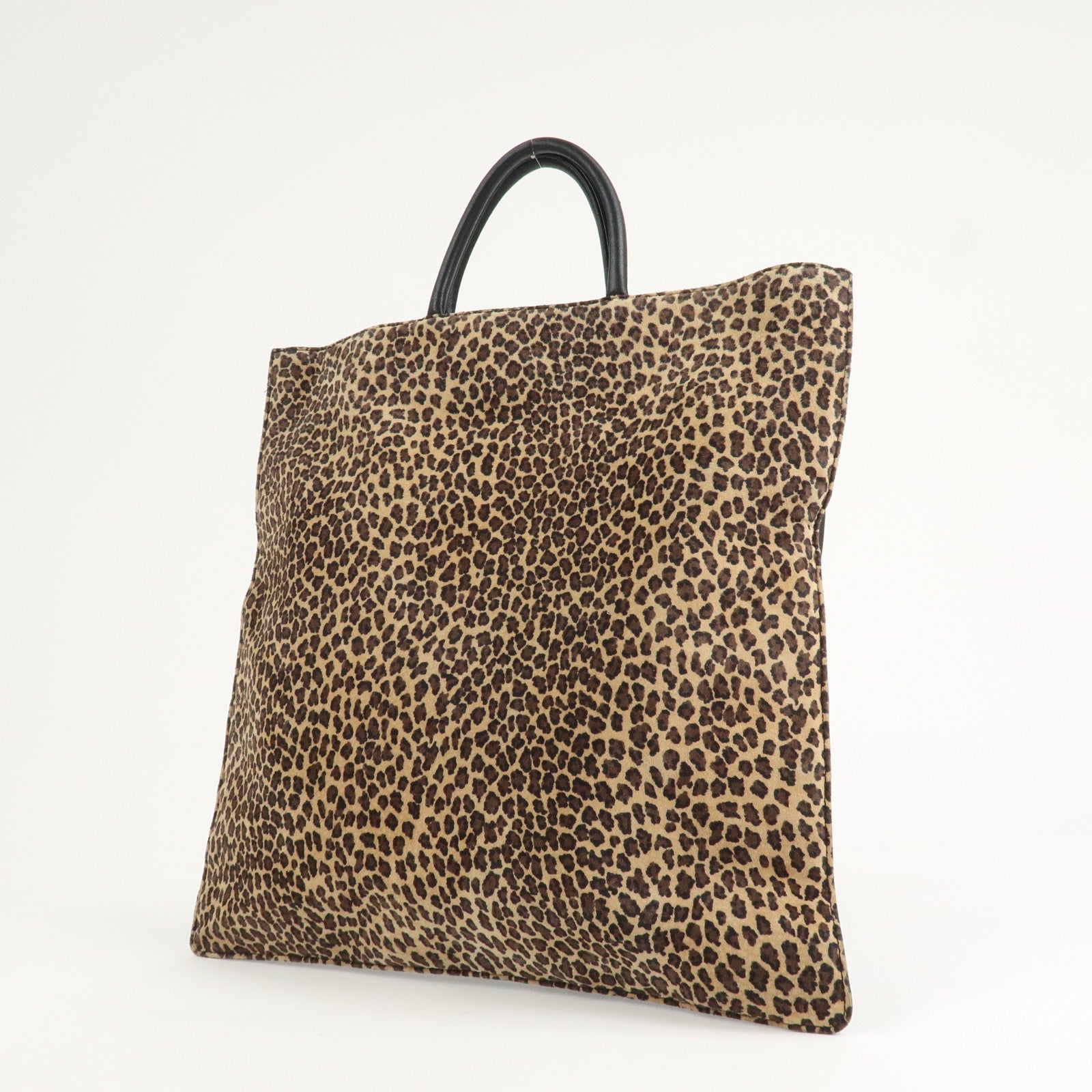 LOEWE Anagram Leather Tote Bag Leopard Black