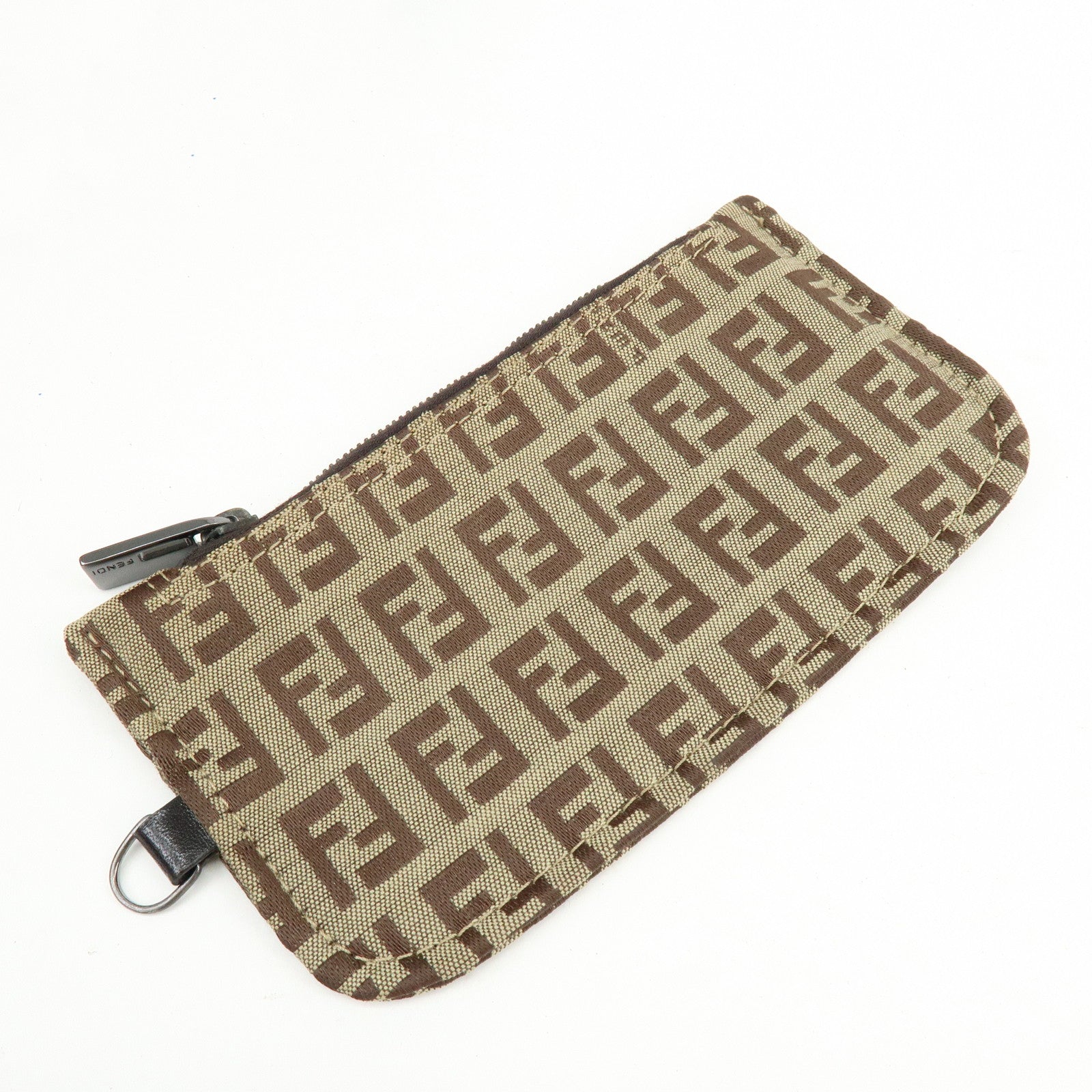 FENDI Zucchino Canvas Leather Mini Tote Bag Hand Bag Brown