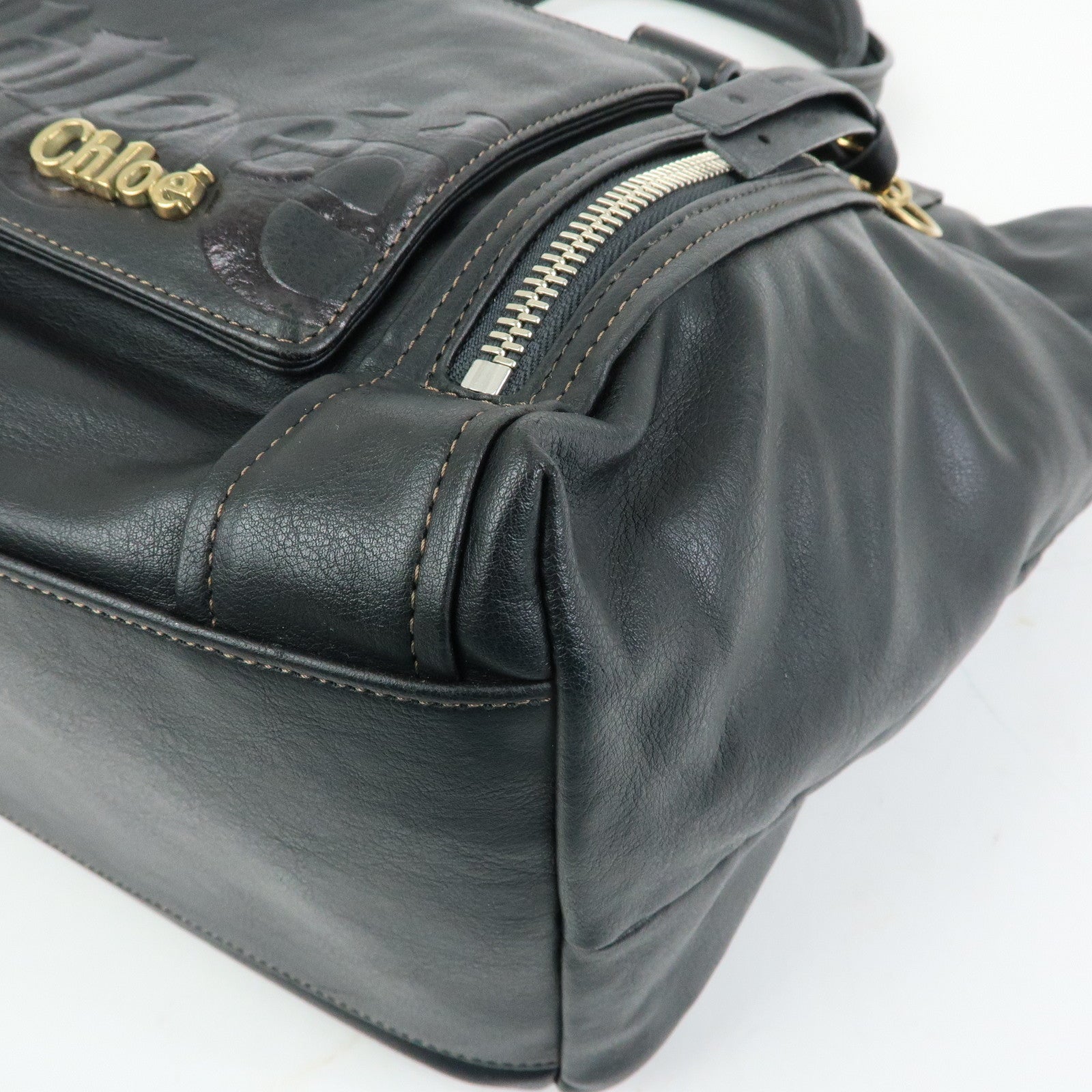 Chloe Eclipse Leather Tote Bag Shoulder Bag Hand Bag Black