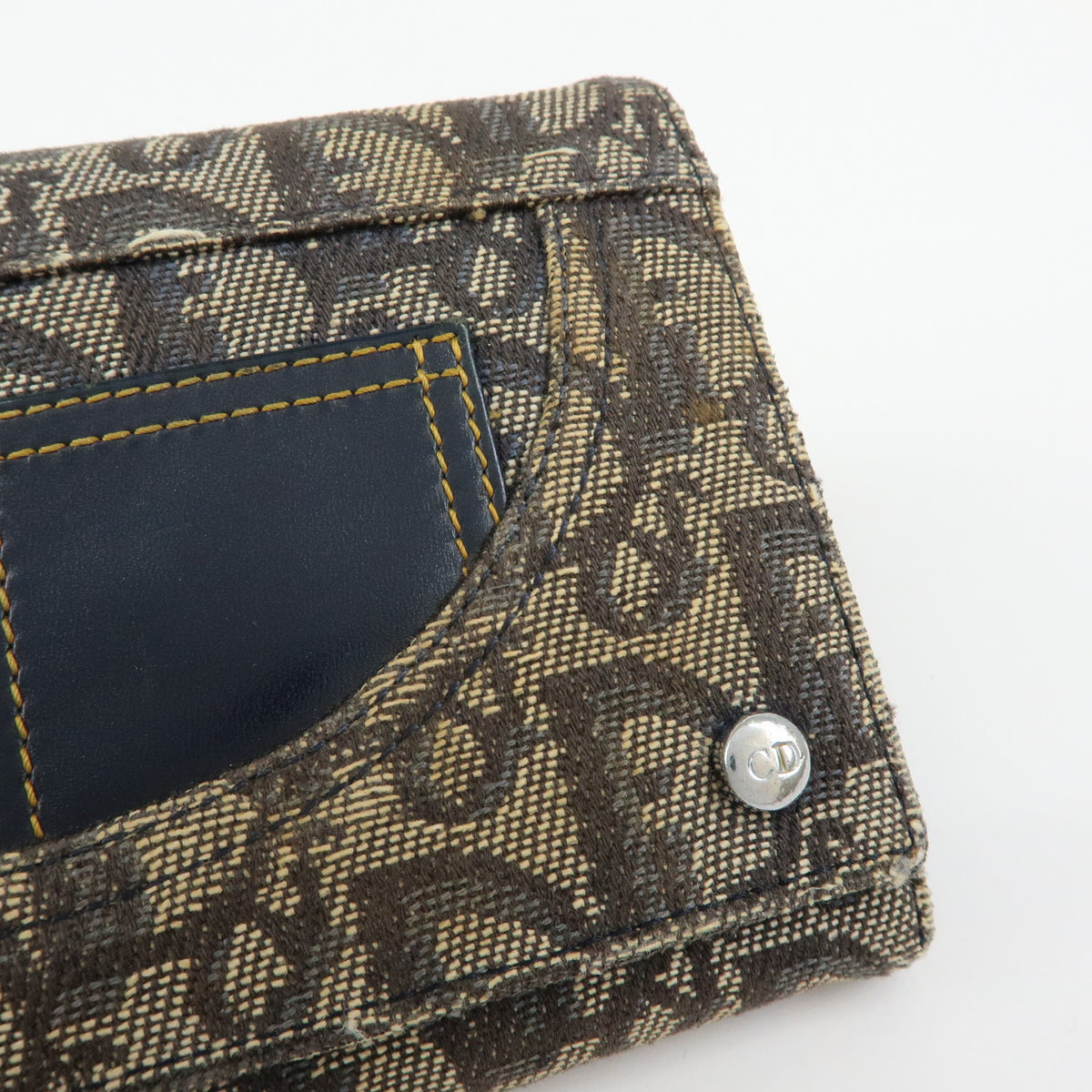 Christian Dior Trotter Lot of 2 Jacquard Canvas Leather Wallet Charm