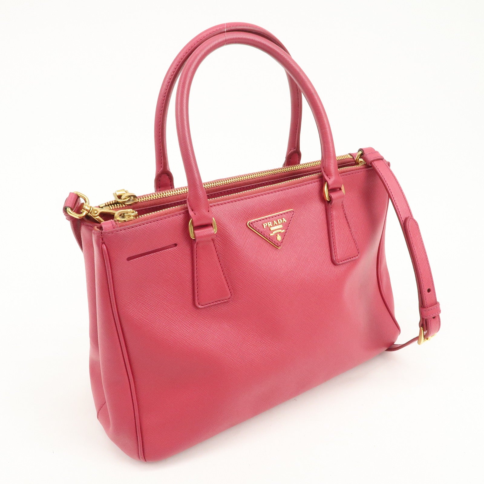 PRADA Triangle Logo Saffiano Leather 2Way Bag Hand Bag Pink BN1801