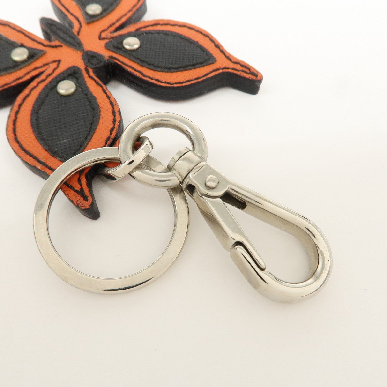 PRADA Butterfly Motif Leather Bag Charm Key Chain 1AR288