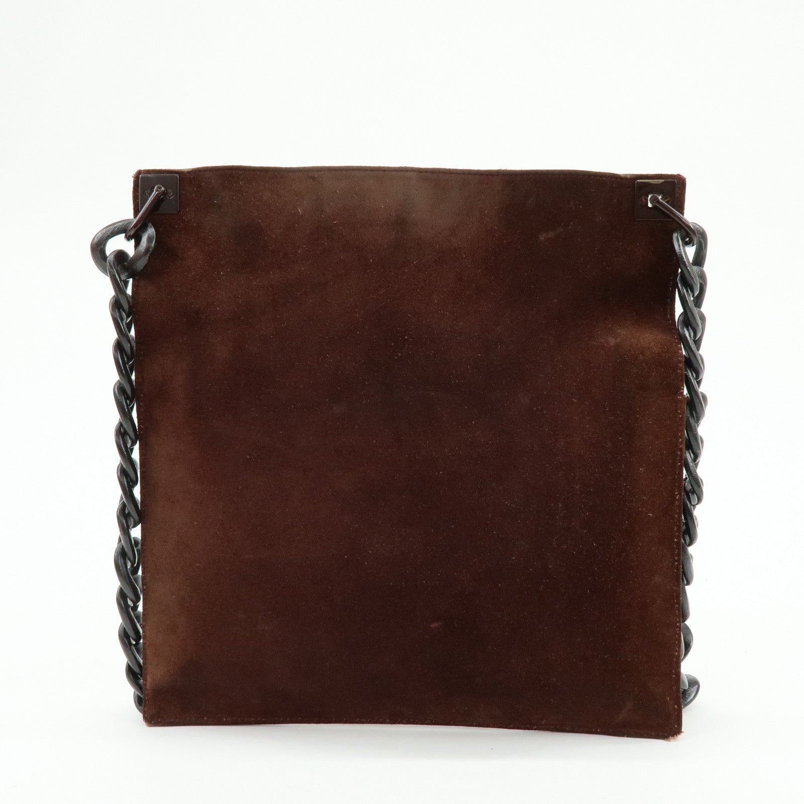 GUCCI Suede Wood Shoulder Bag Crossbody Bag Brown 002・1705