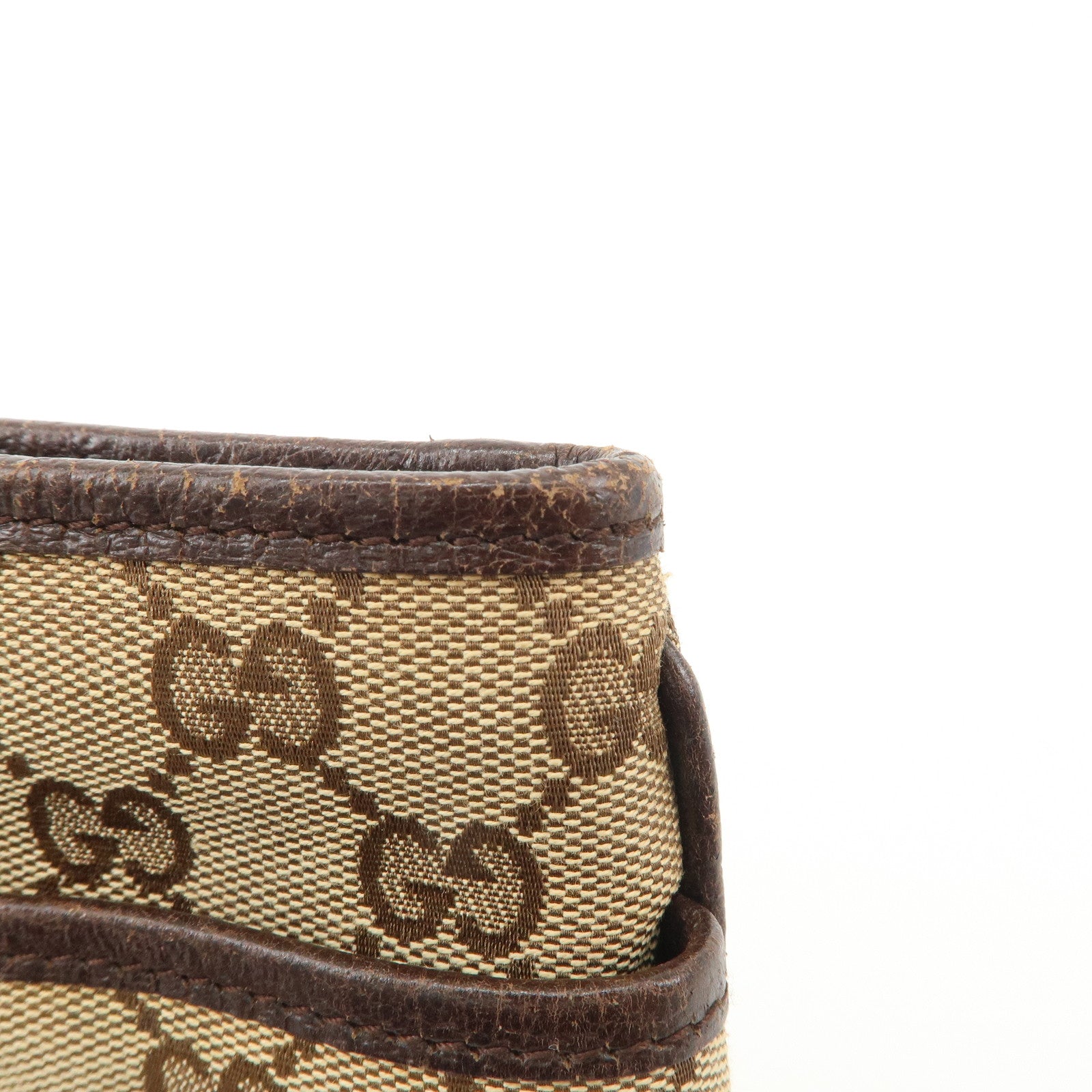 GUCCI Sherry GG Canvas Leather Shoulder Bag Beige Brown 141863 Used