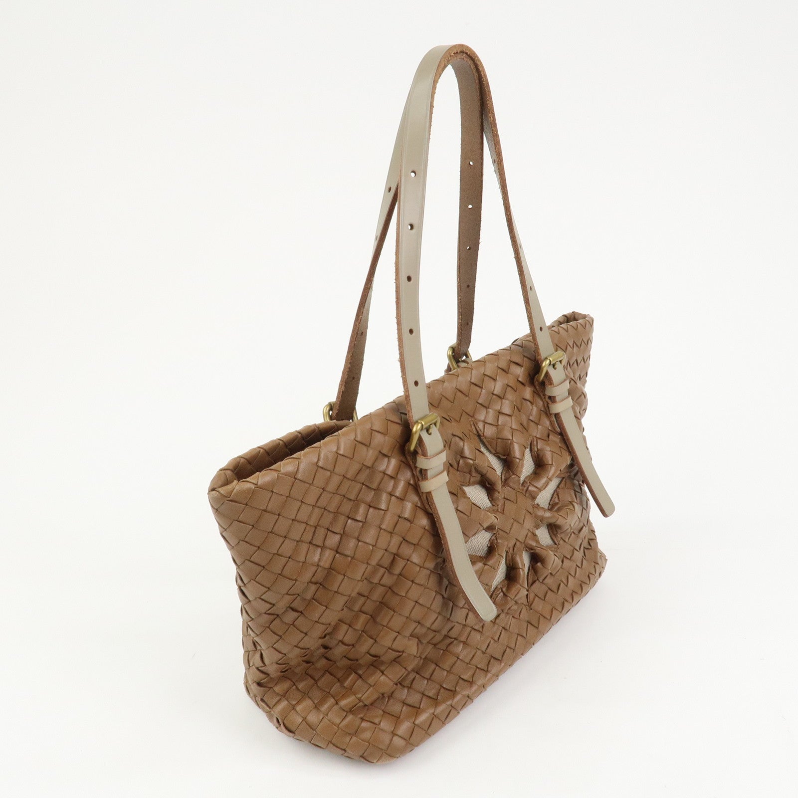 BOTTEGA VENETA Intrecciato Leather Tote Bag Shoulder Bag Brown