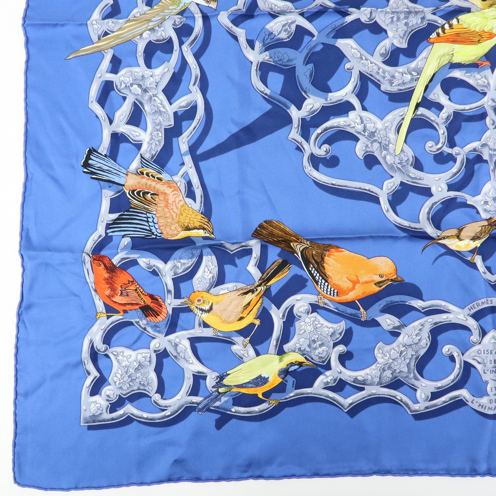 HERMES Carre 90 Silk 100% Scarf OISEAUX DE L'INDE ET DE L'HIMALAYA