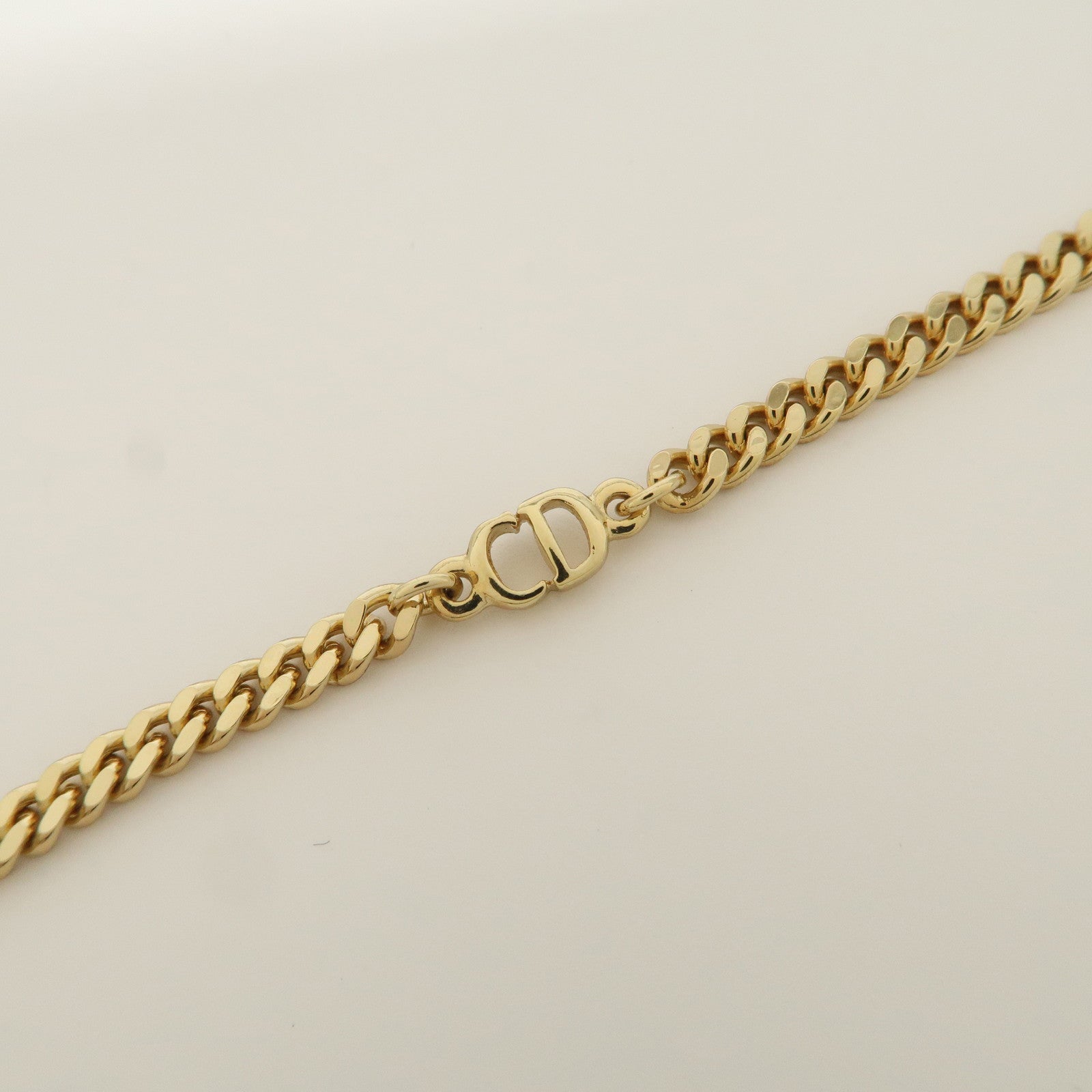 Christian Dior CD Logo Metal Necklace Gold