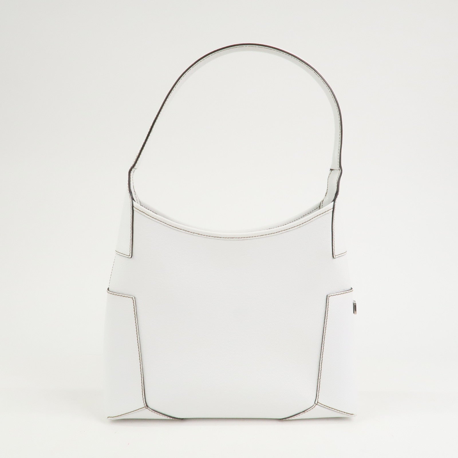 Ferragamo Logo Leather Shoulder Bag Hand Bag White