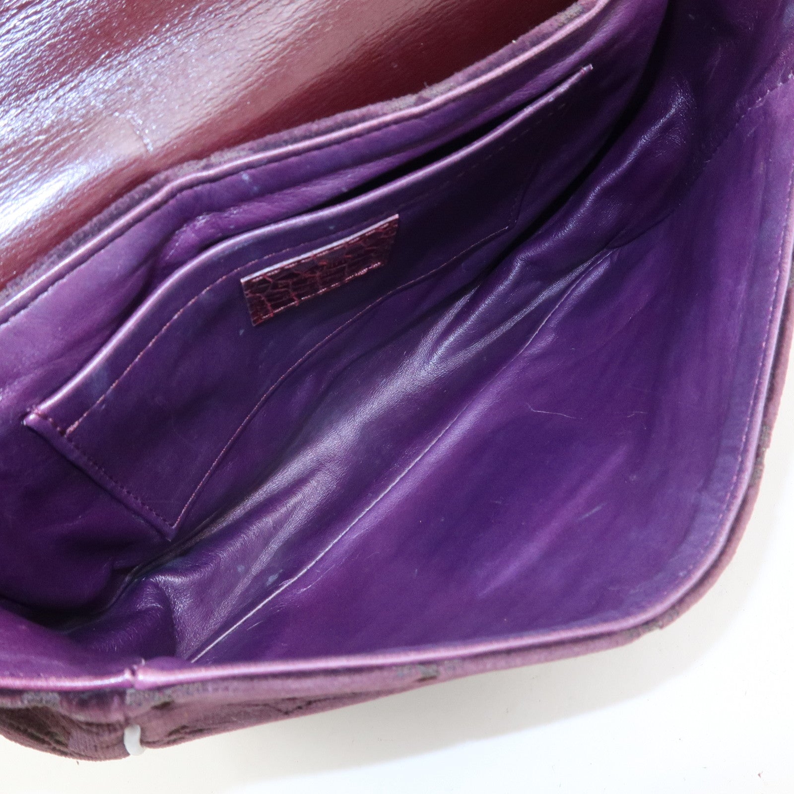 Louis Vuitton Monogram Vleur Velvet Leather Hand Bag Burgundy