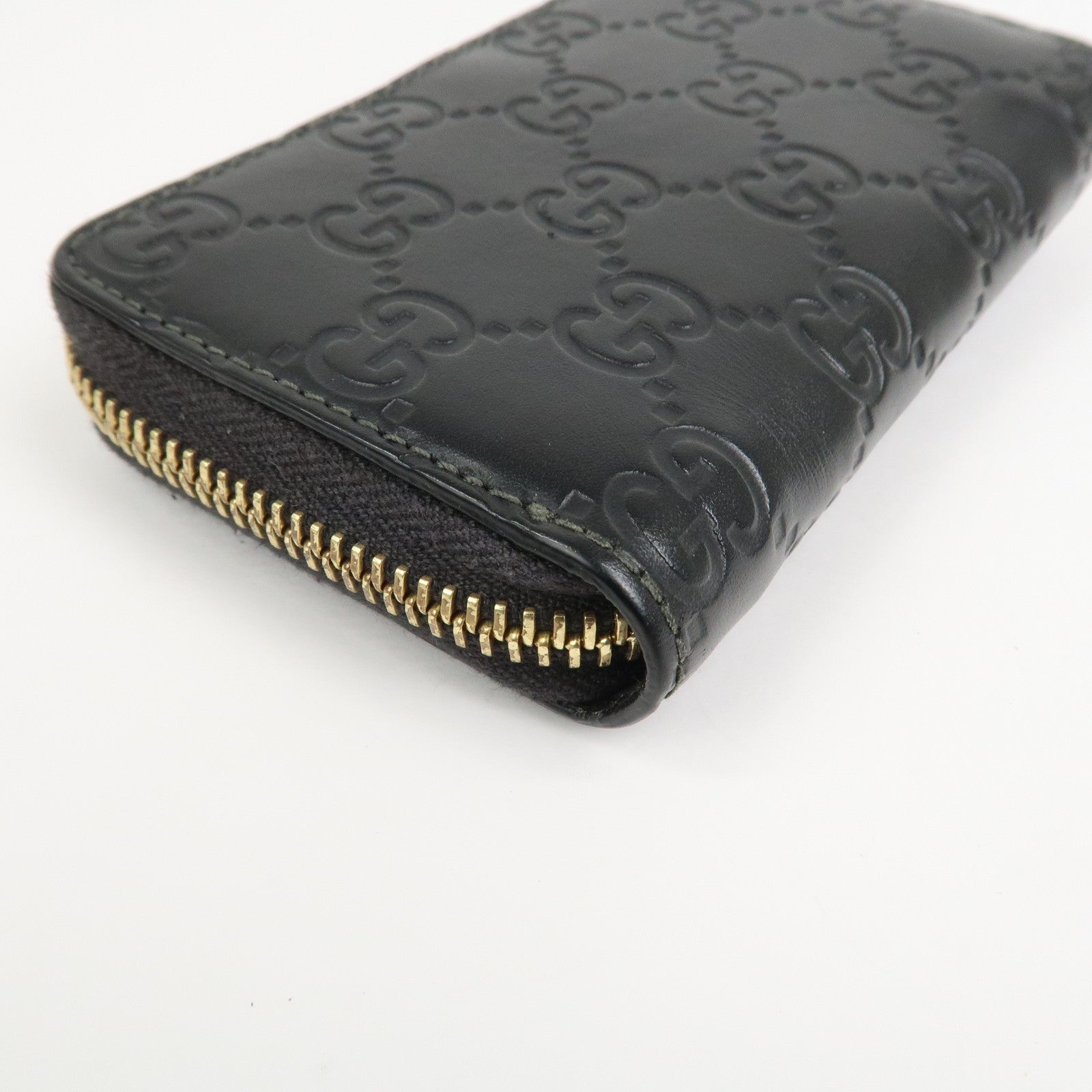 GUCCI Guccissima Leather Card Case Card Holder Black 447939