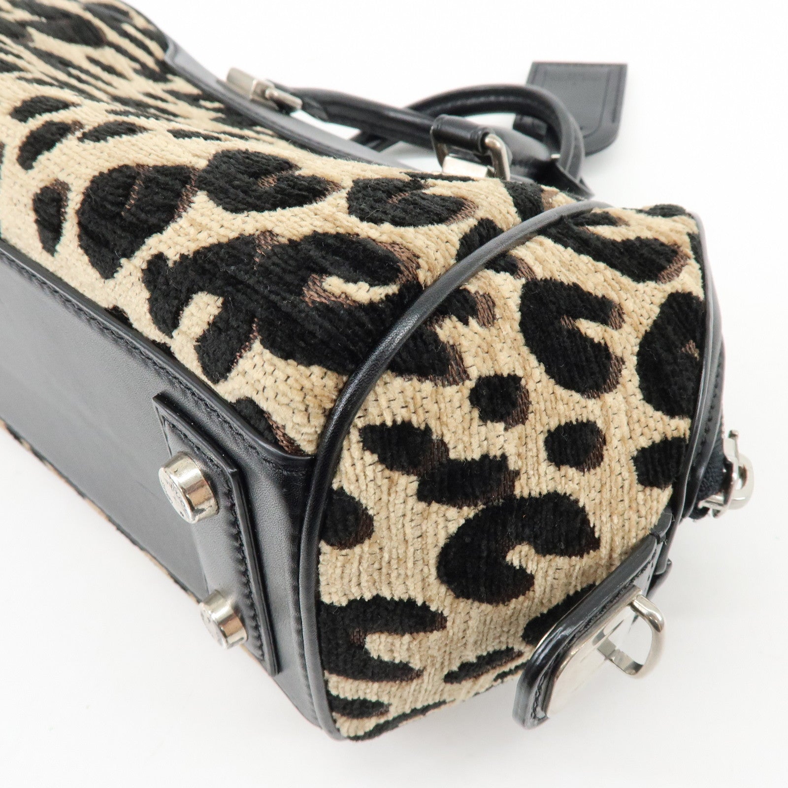 Louis Vuitton Jacquard Canvas Leather Leopard Baby Hand Bag M94257