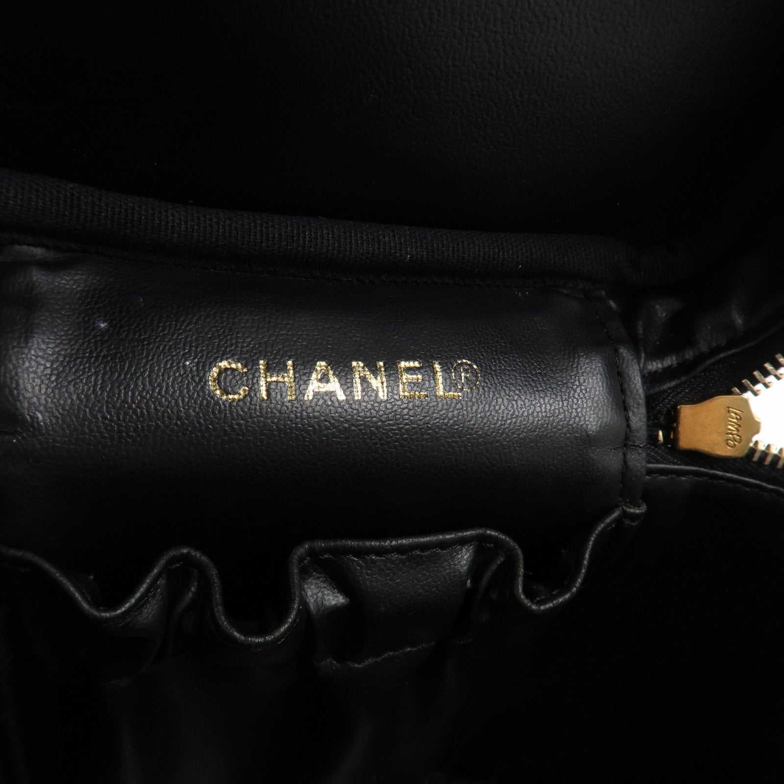 CHANEL COCO Mark Caviaskin Vanity Bag Makeup Bag Hand Bag A01998