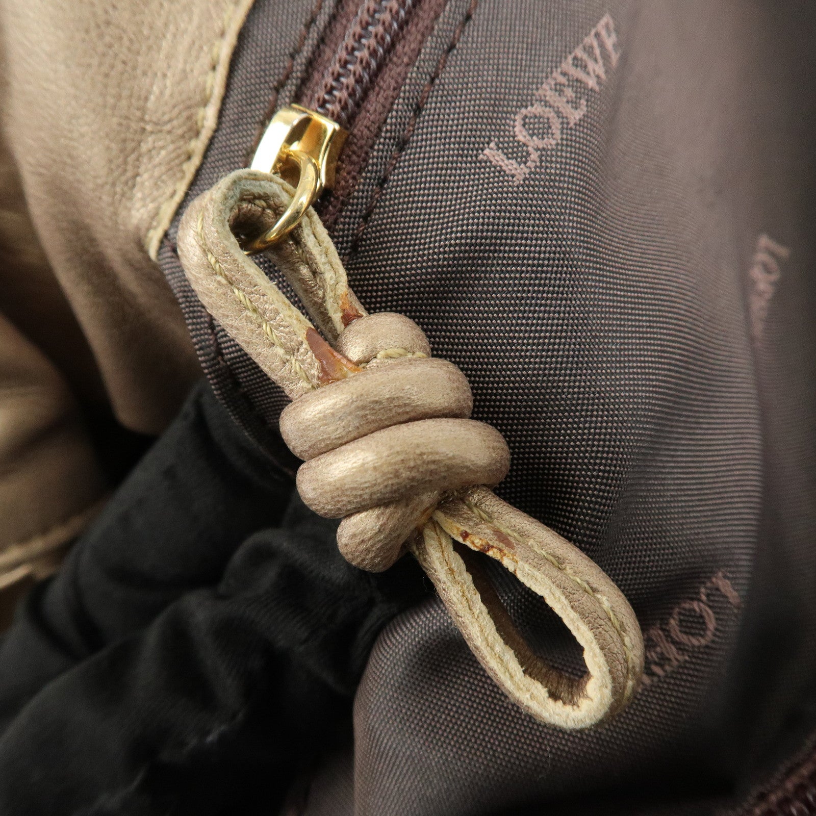 LOEWE Anagram Nappa Aire Leather Hand Bag Tote Bag Gold Used