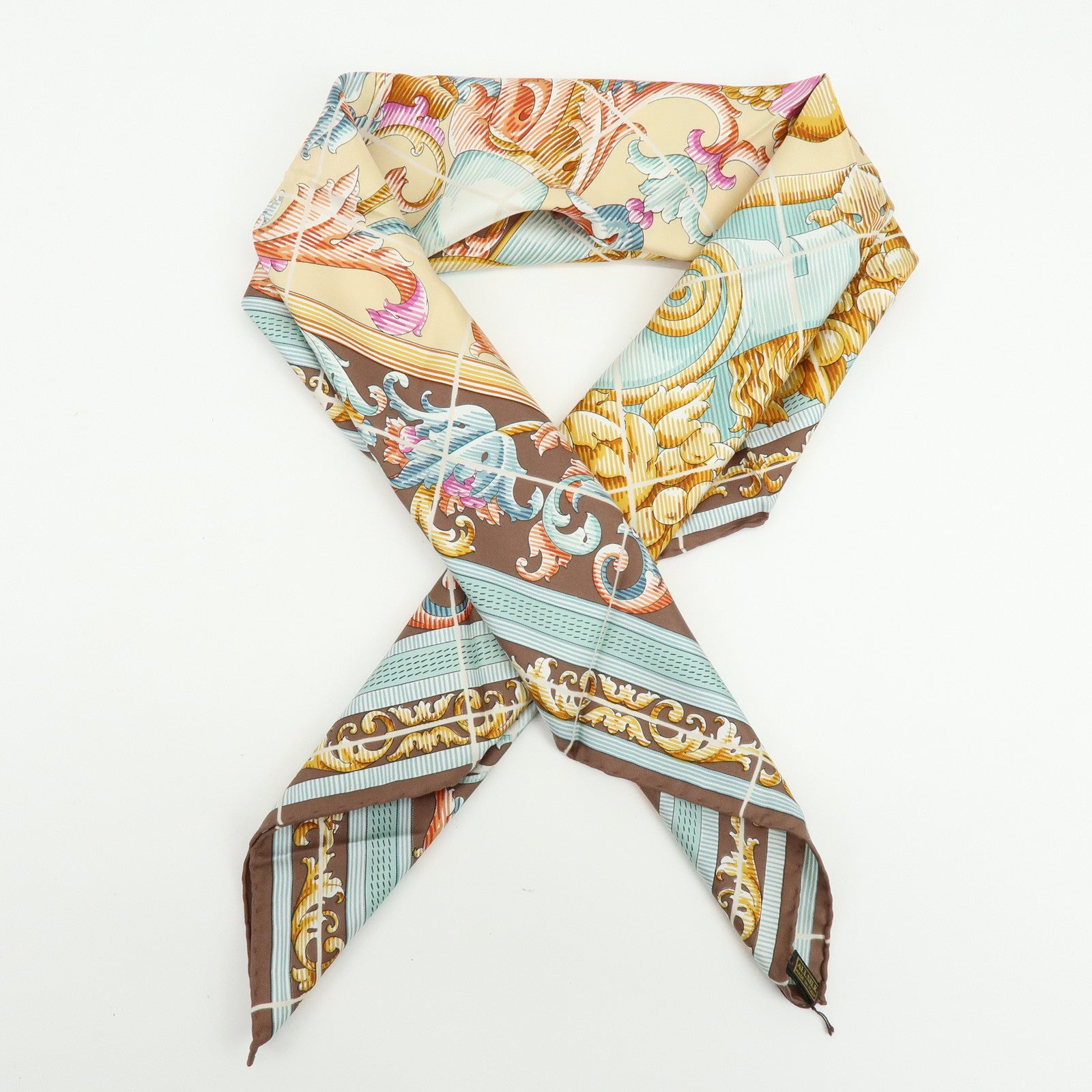 LOEWE Silk 100% Scarf Light Brown Multicolor