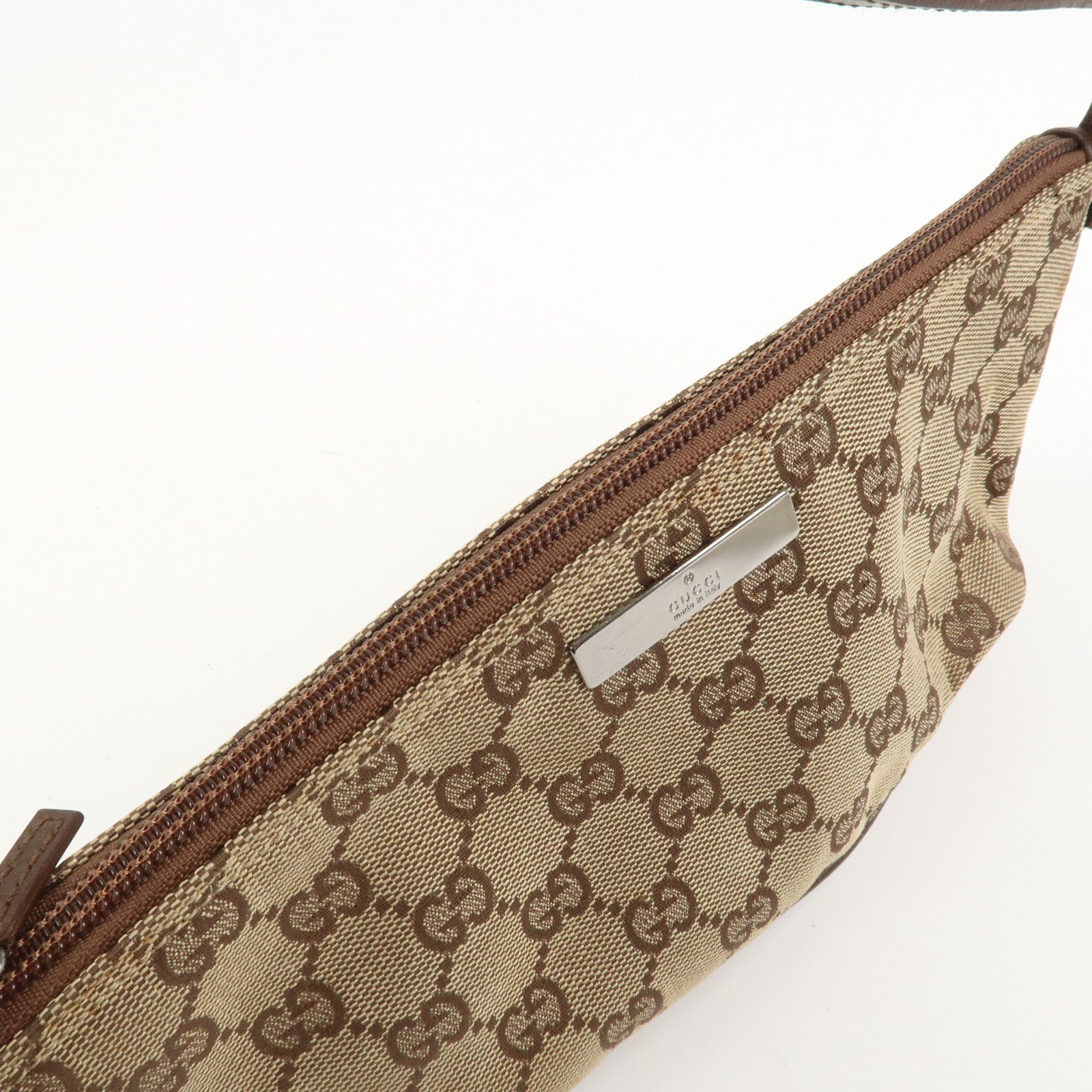 GUCCI Boat Bag GG Canvas Leather Hand Bag Brown 07198