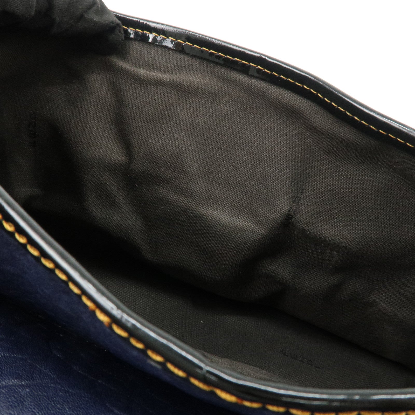 FENDI Leather Patent Leather shoulder Bag Belt Navy 8BR551