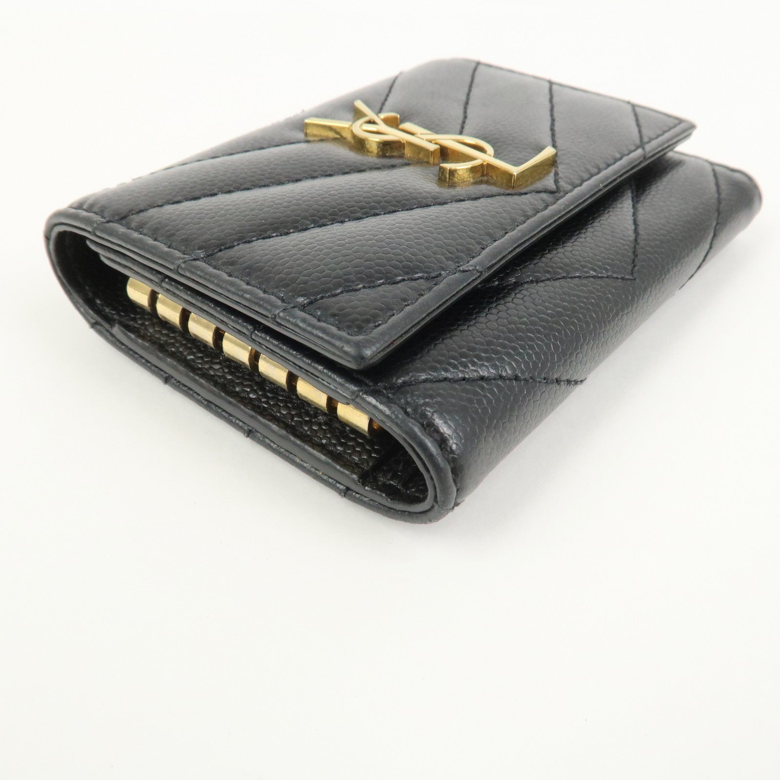 SAINT LAURENT PARIS Leather Key Case Key Holder Black 580656
