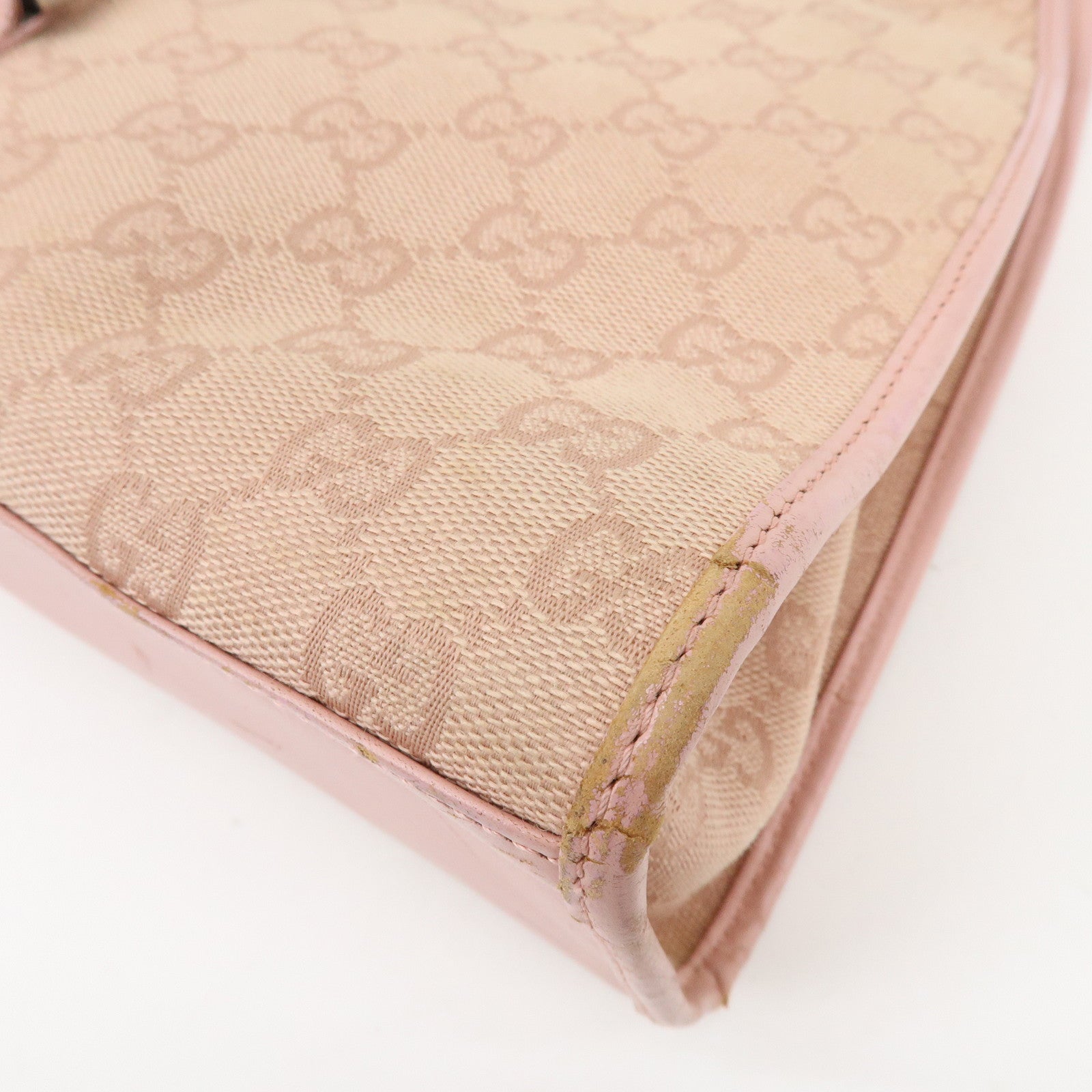GUCCI Jackie GG Canvas Leather Shoulder Bag Pink 002・1067