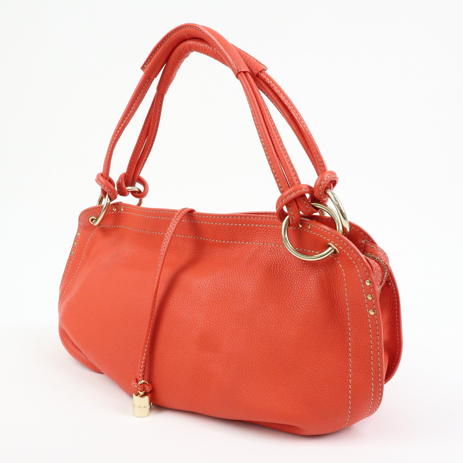 CELINE Bittersweet Leather Shoulder Bag Hand Bag Tote Bag Red