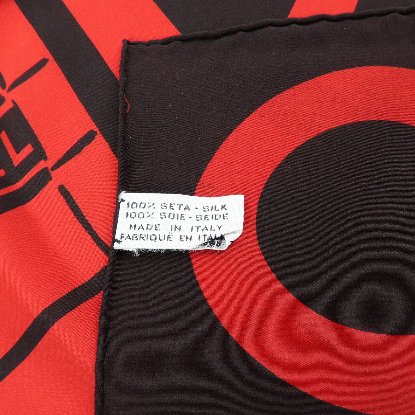 CHANEL Cambon Line Logo Silk 100% Scarf Red Black