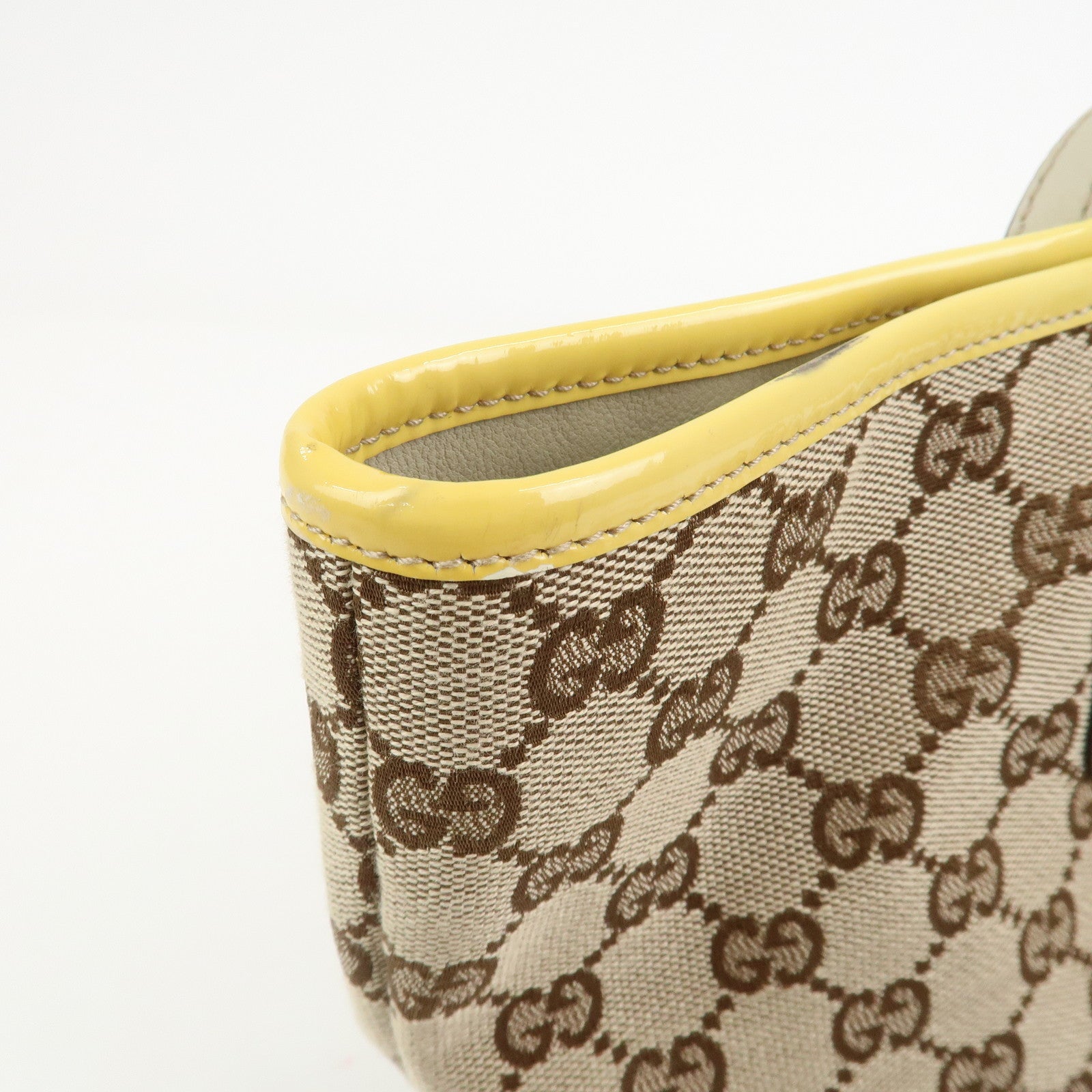 GUCCI Gucciori Pug Dog GG Canvas Patent Leather Tote Bag 212374