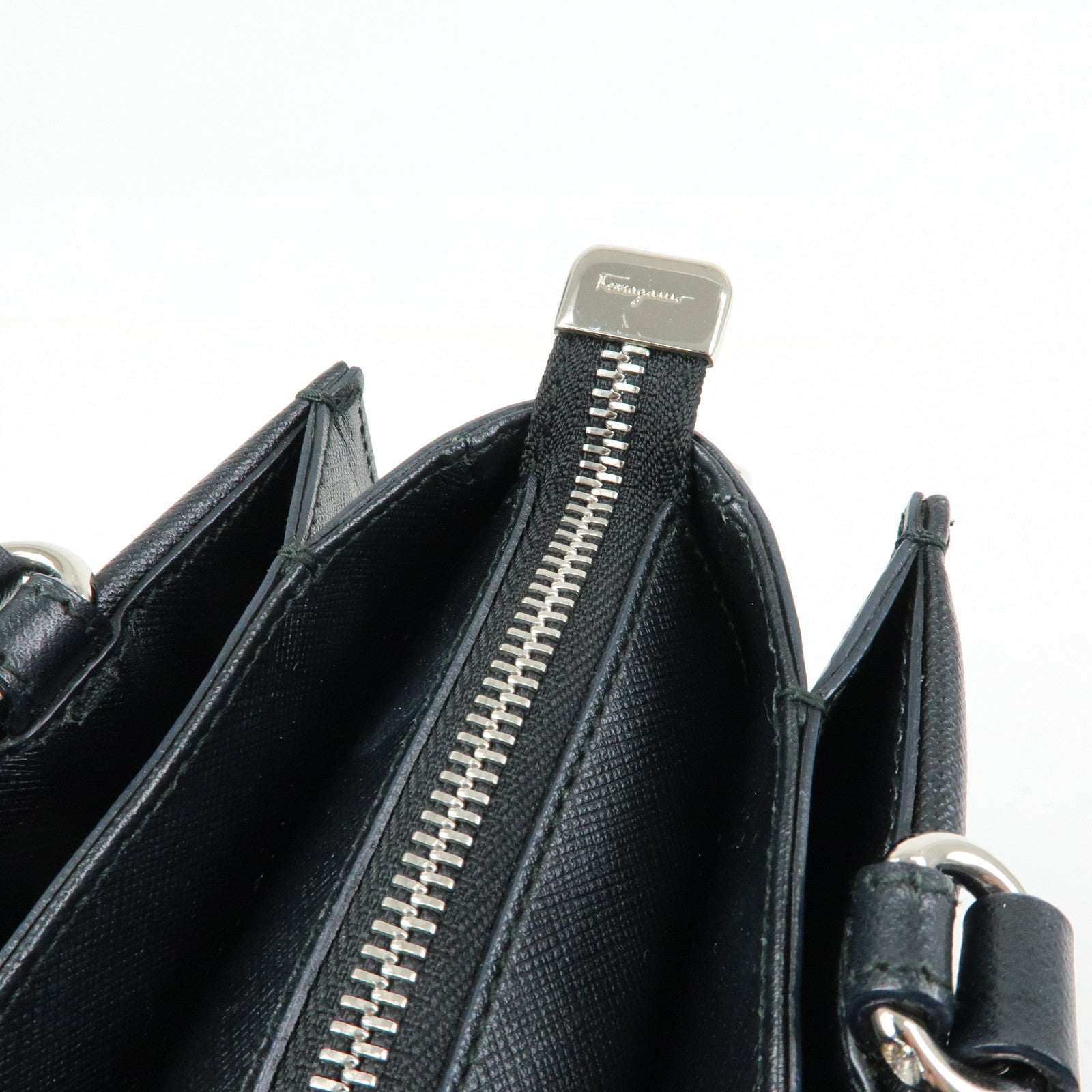 Ferragamo Vara Ribbon Leather 2Way Bag Hand Bag Black