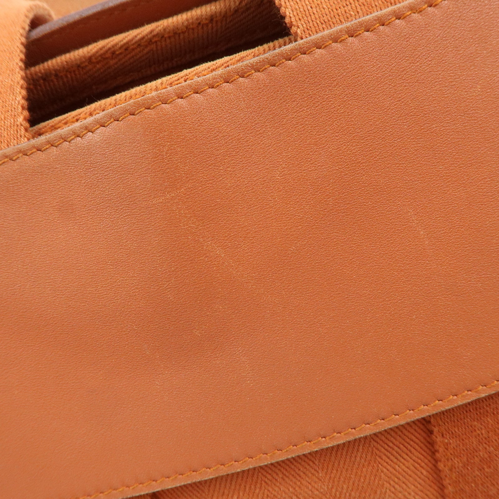 HERMES Valparaiso PM Toile Ash Leather Tote Bag Orange