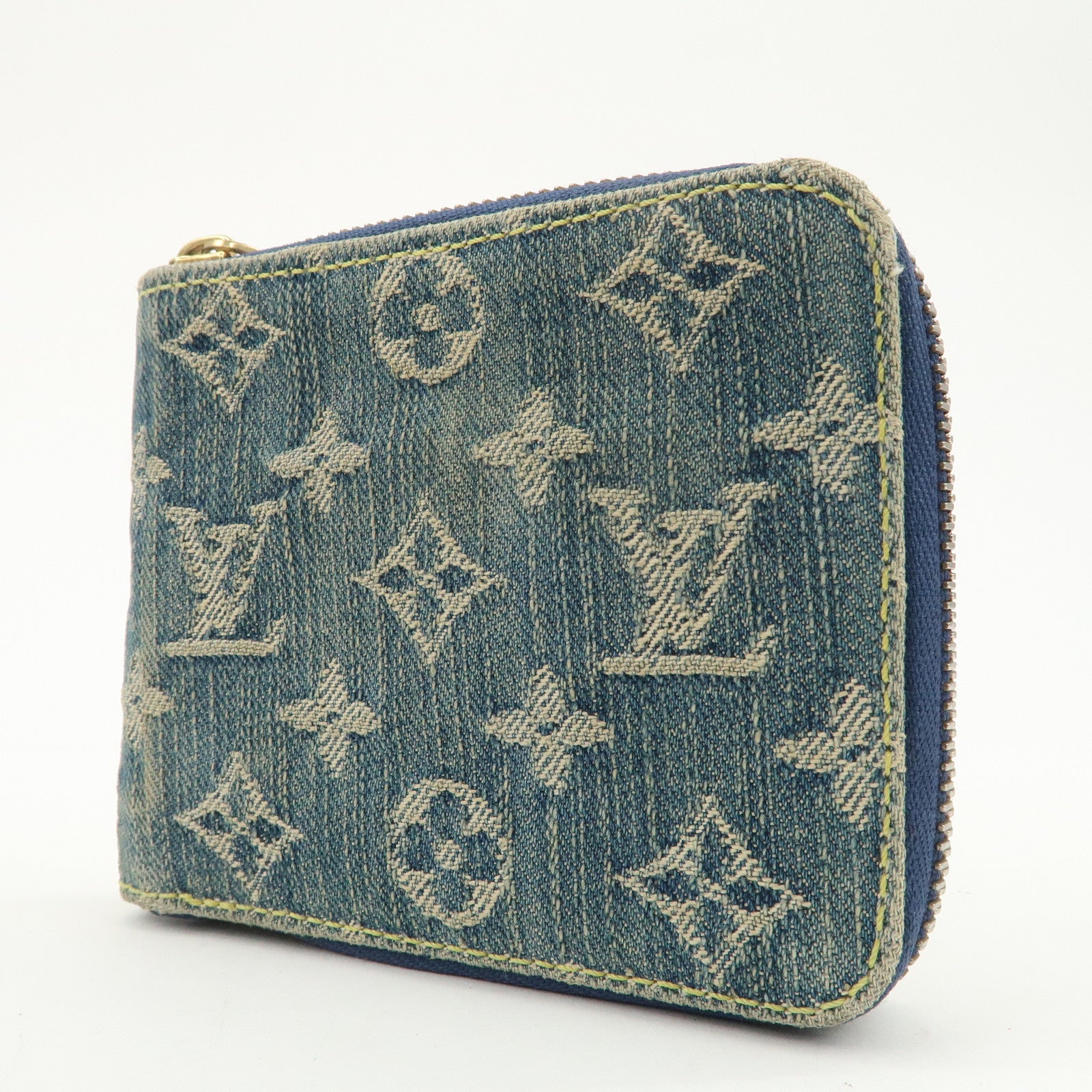 LLouis Vuitton Monogram Denim Mini Zippy Wallet Blue M95342