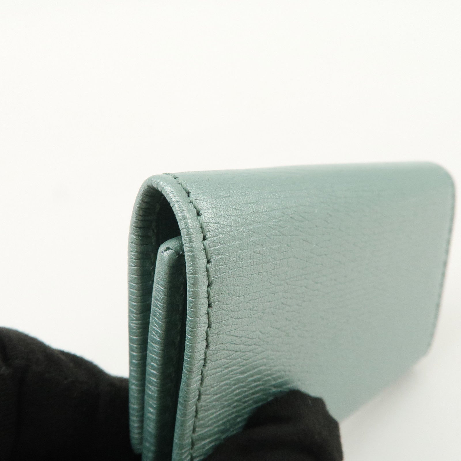 GUCCI Interlocking G Leather Key Case 6Rings Blue 256337