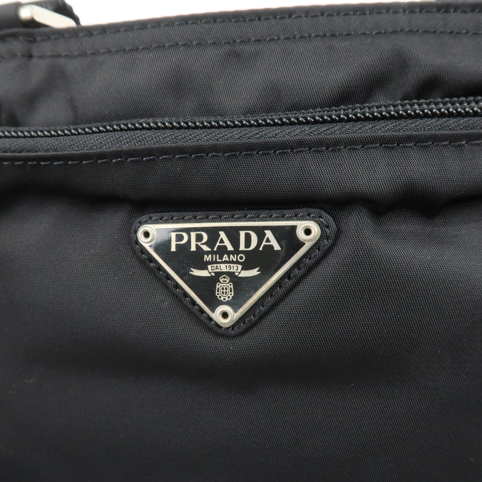 PRADA Triangle Logo Nylon Shoulder Bag Crossbody Bag Black B7372