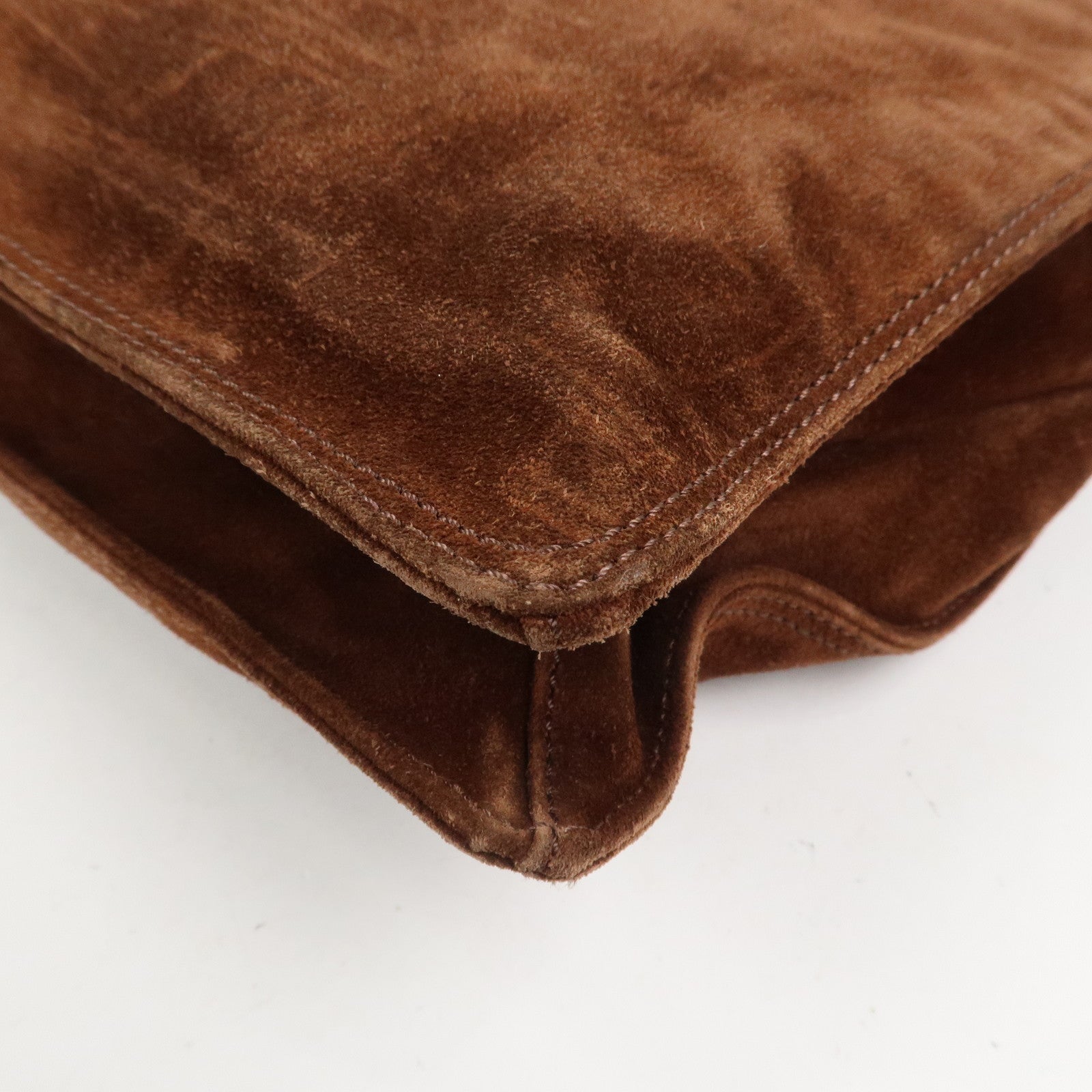 CHANEL Suede Shoulder Bag Crossbody Bag Brown