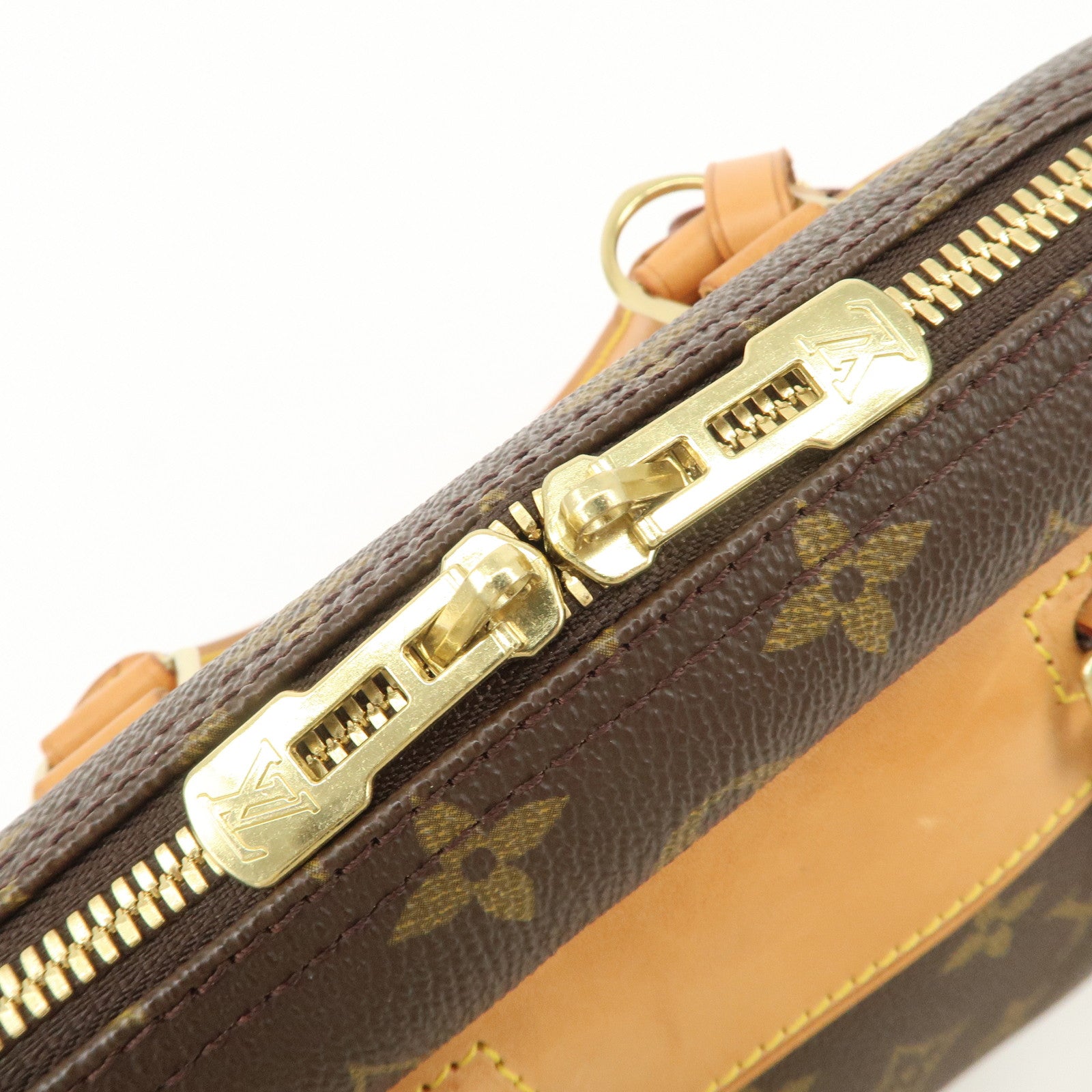 Louis Vuitton Leather Canvas Monogram Deauville Hand Bag Boston Bag Brown Gold Hardware M47270 Used